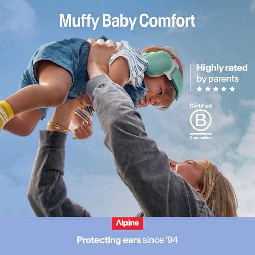 Alpine Muffy Baby Ear Defender for Babies and Toddlers up to 36 Months - CE & UKCA Certified - Noise Reduction Earmuffs - Comfortable Baby Headphones Against Hearing Damage & Improves Sleep - Blue
