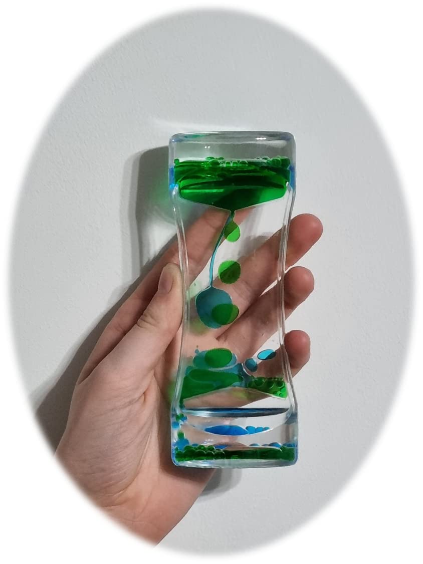 Liquid Sensory Timer for Autism, Sensory Needs, ADHD, Stress Relief, Anxiety. Autism Toy and Special Needs Sensory Fidget. Choice of Colour. (Blue & Green)