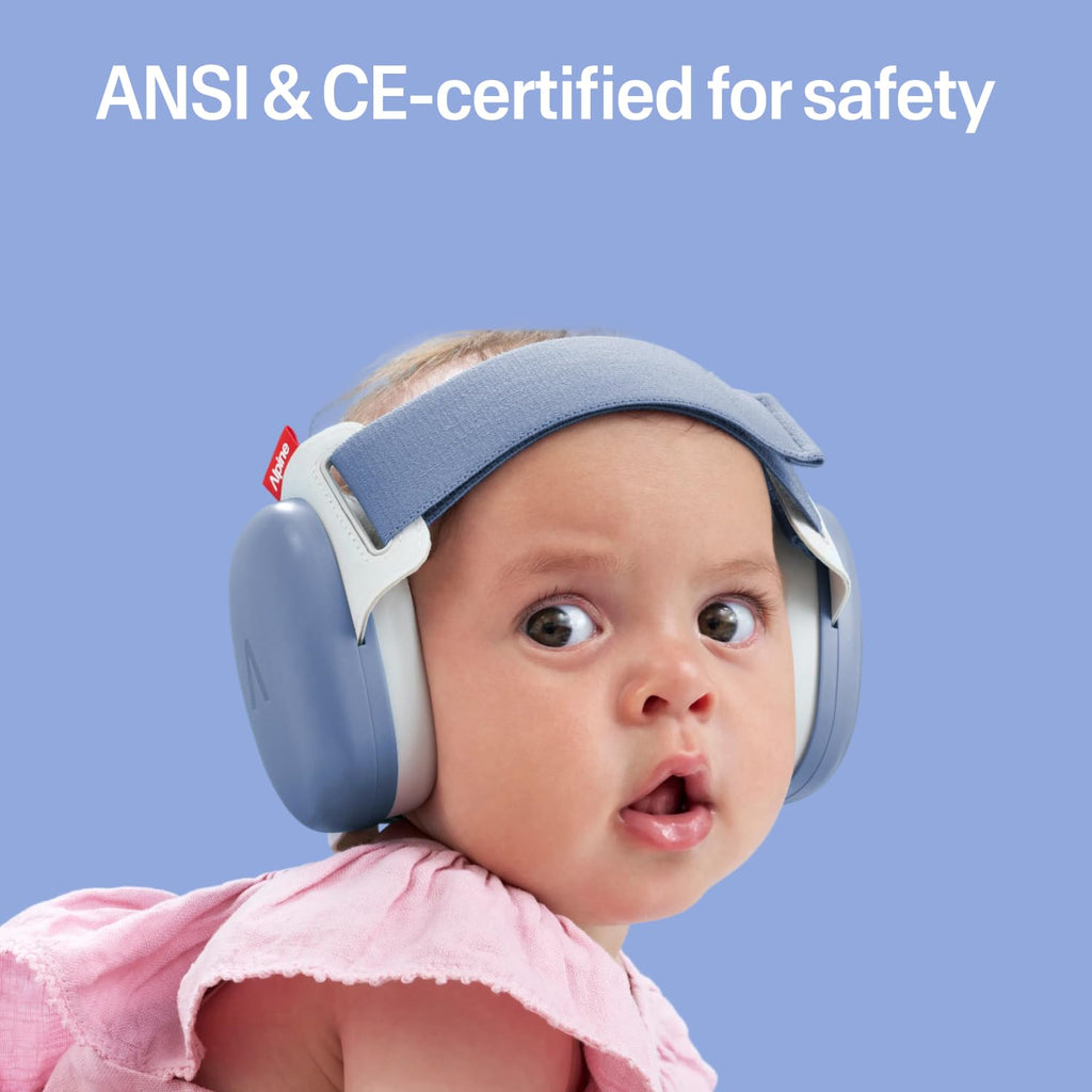 Alpine Muffy Baby Ear Defender for Babies and Toddlers up to 36 Months - CE & UKCA Certified - Noise Reduction Earmuffs - Comfortable Baby Headphones Against Hearing Damage & Improves Sleep - Blue