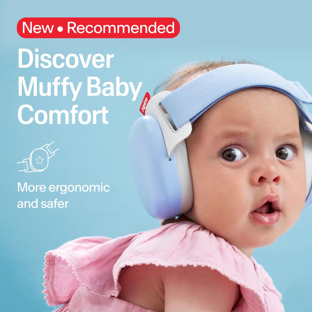 Alpine Muffy Baby Ear Defender for Babies and Toddlers up to 36 Months - CE & UKCA Certified - Noise Reduction Earmuffs - Comfortable Baby Headphones Against Hearing Damage & Improves Sleep - Blue