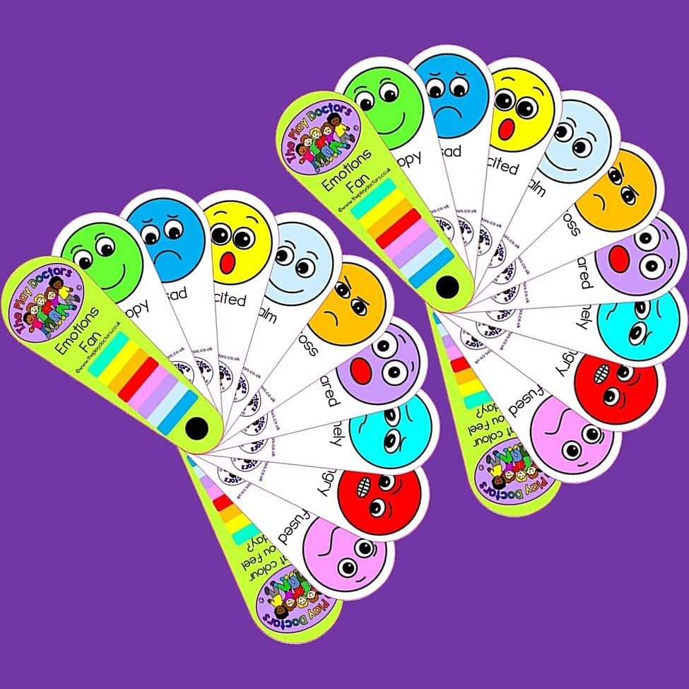 Emotions Face Feelings Fan Set of 2 – Autism / SEN / Special Needs Learning Aid for Kids – Nonverbal, Speech Delay & Social Communication Support Tool
