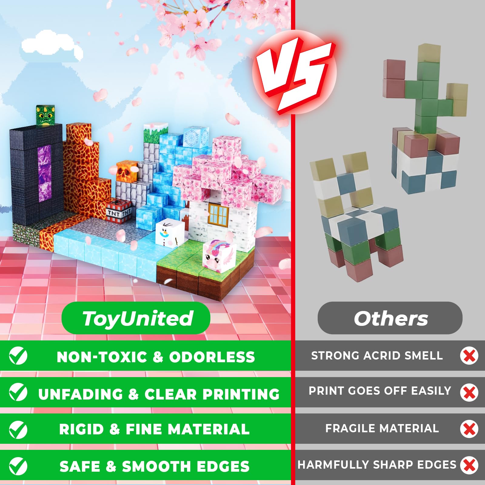 ToyUnited Magnetic Blocks - 100PCS Magnetic Building Blocks Tiles Cubes Stacking, Creative Construction Toys STEM Montessori Sensory Toys for Kids Boys Girls Ages 3 4 5 6 7 8 9 10 Birthday Gifts