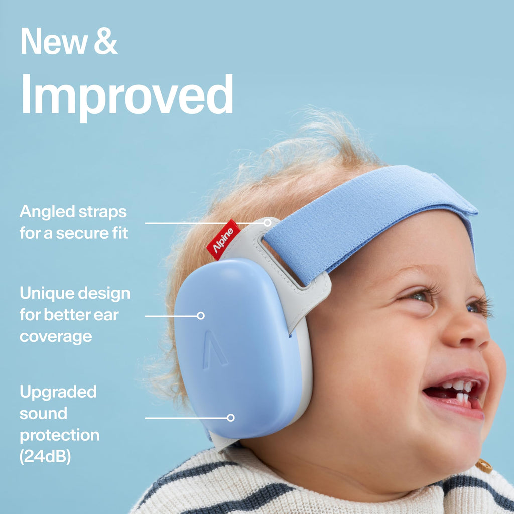 Alpine Muffy Baby Ear Defender for Babies and Toddlers up to 36 Months - CE & UKCA Certified - Noise Reduction Earmuffs - Comfortable Baby Headphones Against Hearing Damage & Improves Sleep - Blue