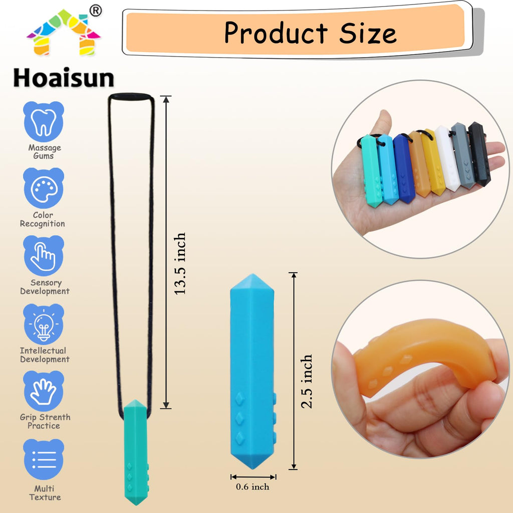 Sensory Chew Necklace Buddy 8 Pack, Diamond Shape Chew Toys for Autistic Children with ADHD, SPD, Biting, Silicone Teething Necklace Chewy Toys for Autism Reduce Chewing Anxiety Fidget