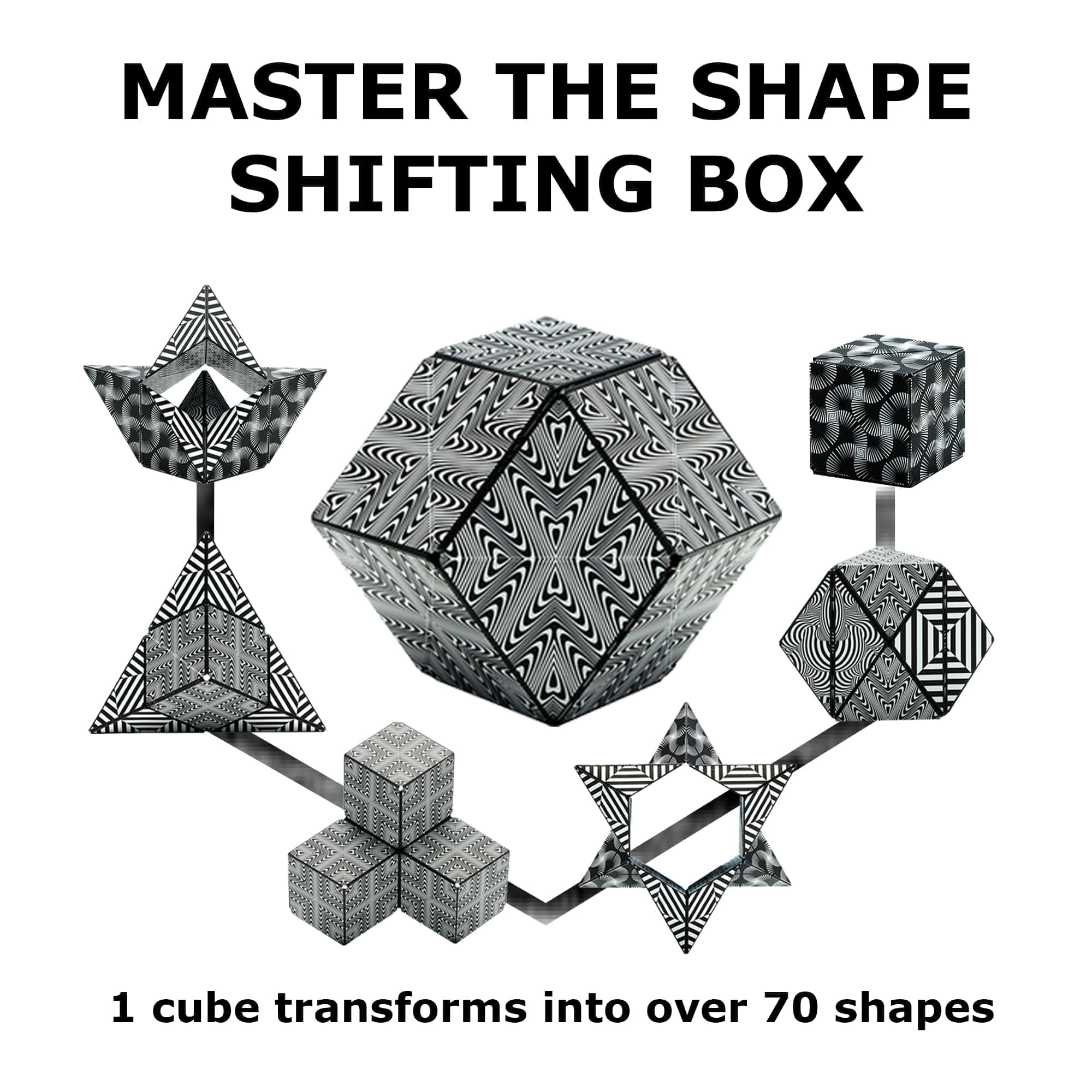 Shashibo Shape Shifting Box - Award-Winning STEM Fidget Toy with Ultra Strong Magnets - Puzzle Cube Transforms Into 100+ Shapes, Perfect Sensory Gift for Kids, Teens, and Adults (Spaced Out)