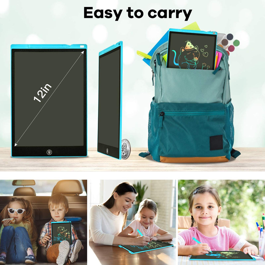 LCD Writing Tablet, 12 Inch LCD Coloring Drawing Tablet Doodle Board for Kids Learning Toys, Erasable Electronic eWriter Handwriting Sketch Pad, Christmas Birthday Gifts for 3 Age+