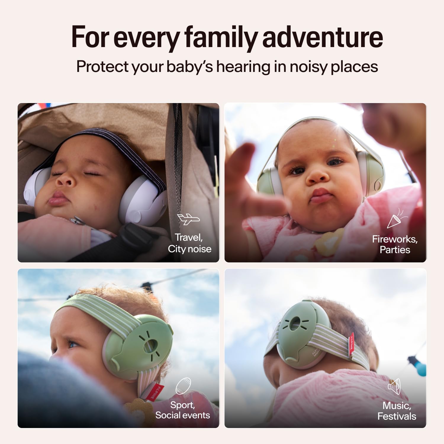 Alpine Muffy Baby Ear Defender for Babies and Toddlers up to 36 Months - CE & UKCA Certified - Noise Reduction Earmuffs - Comfortable Baby Headphones Against Hearing Damage & Improves Sleep - Blue