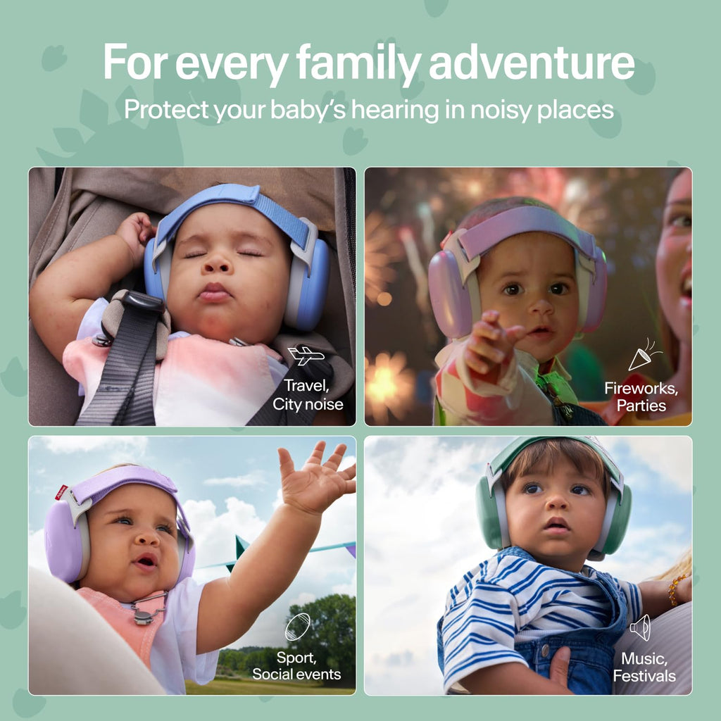 Alpine Muffy Baby Ear Defender for Babies and Toddlers up to 36 Months - CE & UKCA Certified - Noise Reduction Earmuffs - Comfortable Baby Headphones Against Hearing Damage & Improves Sleep - Blue