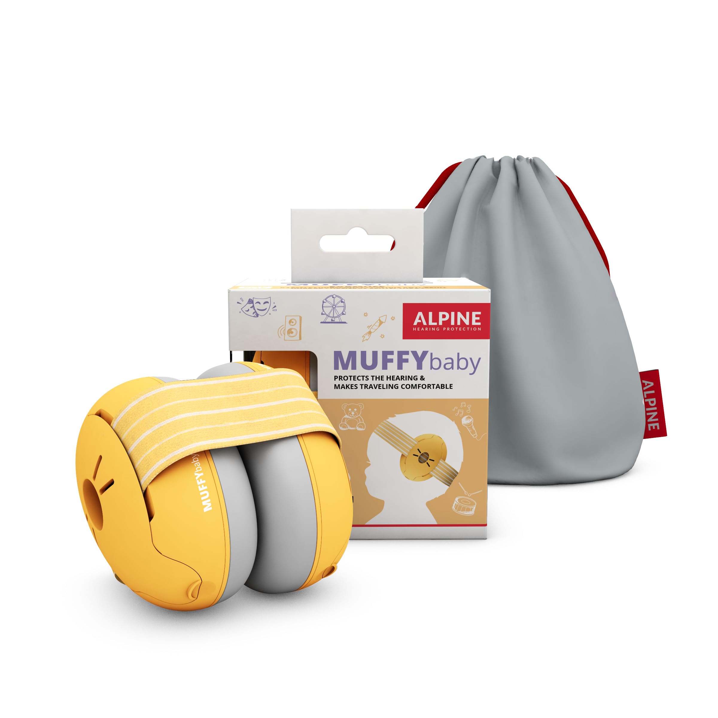 Alpine Muffy Baby Ear Defender for Babies and Toddlers up to 36 Months - CE & UKCA Certified - Noise Reduction Earmuffs - Comfortable Baby Headphones Against Hearing Damage & Improves Sleep - Blue