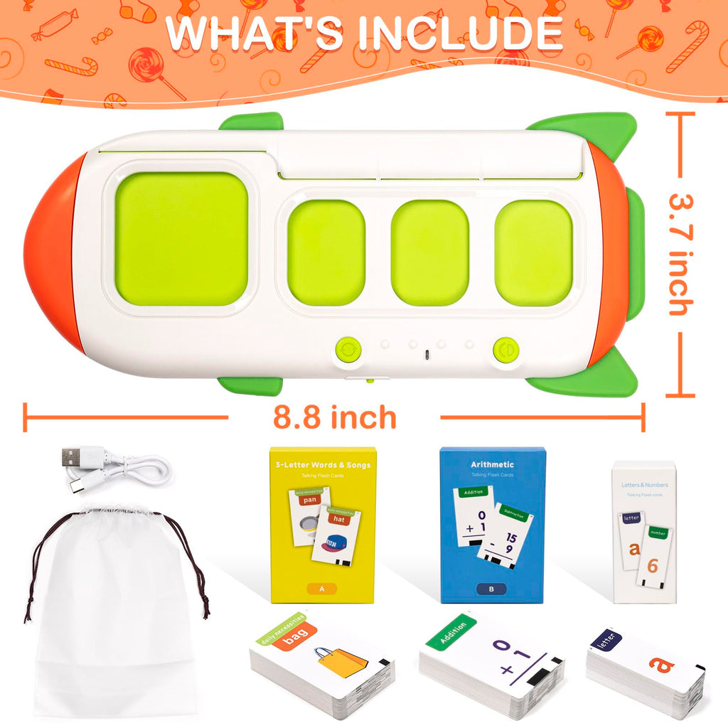 Talking Flash Cards Early Educational Toys for 3 4 5 6 Year Old Baby Boys Girls, Preschool Learning Reading Machine with 224 Words, Montessori Interactive Gift for Kids Toddlers