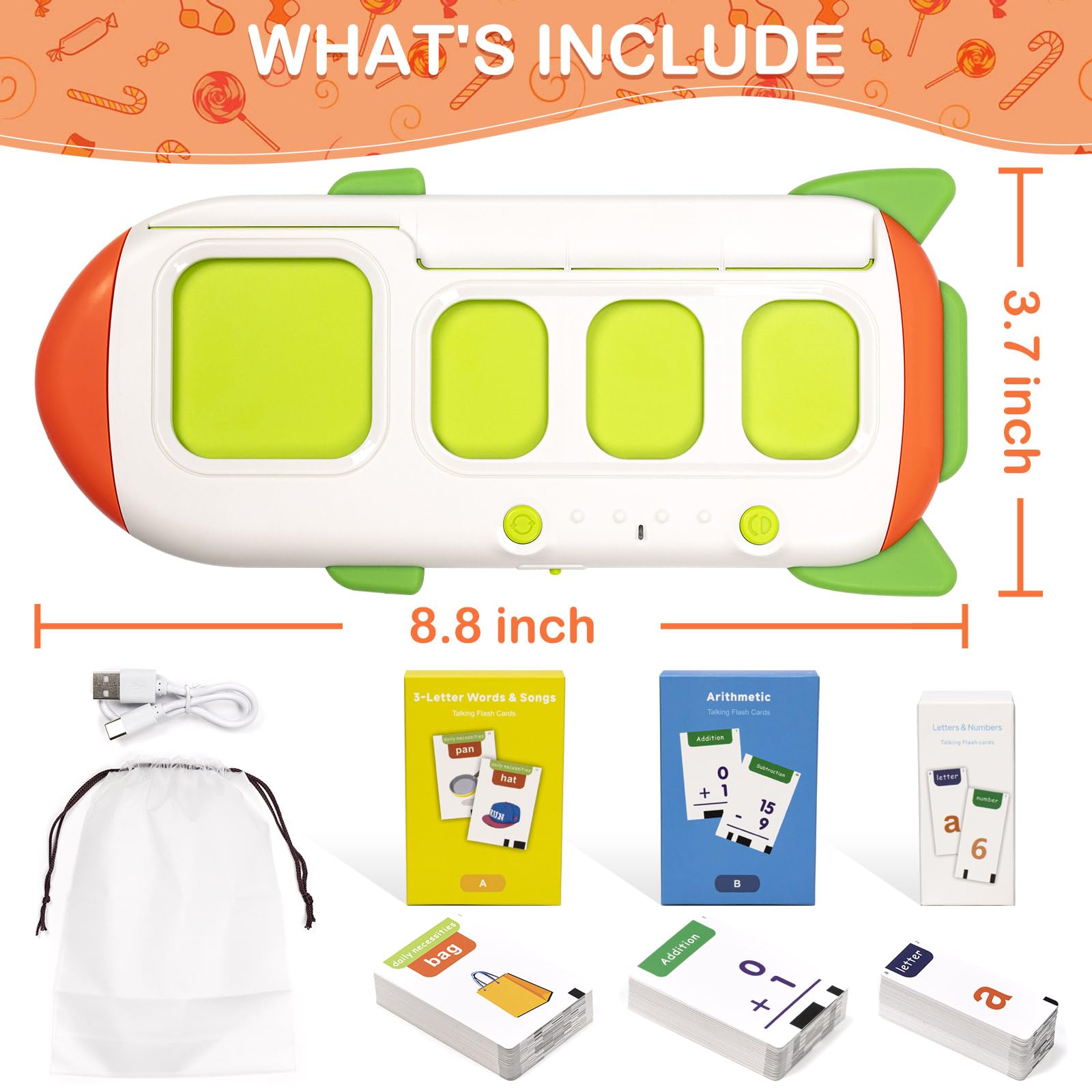 Talking Flash Cards Early Educational Toys for 3 4 5 6 Year Old Baby Boys Girls, Preschool Learning Reading Machine with 224 Words, Montessori Interactive Gift for Kids Toddlers