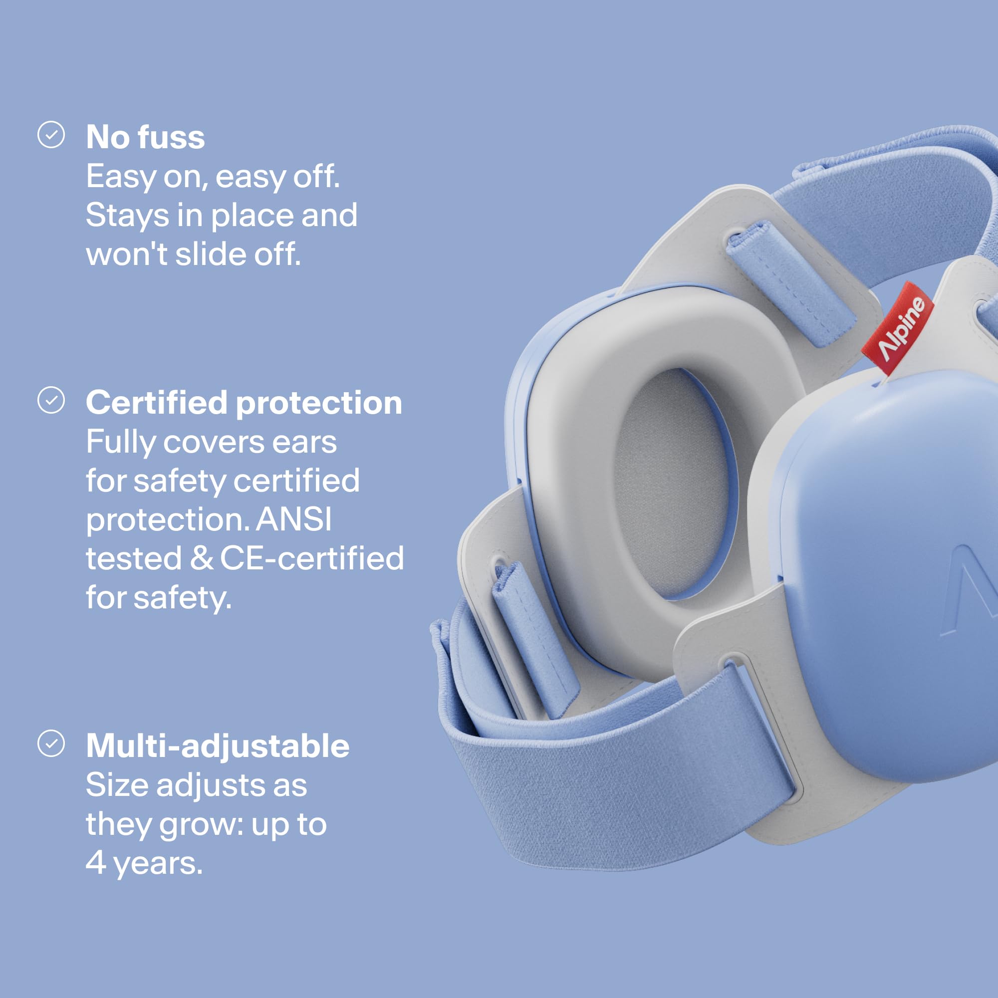 Alpine Muffy Baby Ear Defender for Babies and Toddlers up to 36 Months - CE & UKCA Certified - Noise Reduction Earmuffs - Comfortable Baby Headphones Against Hearing Damage & Improves Sleep - Blue