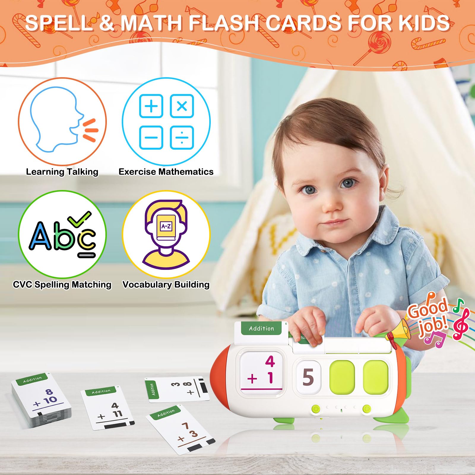 Talking Flash Cards Early Educational Toys for 3 4 5 6 Year Old Baby Boys Girls, Preschool Learning Reading Machine with 224 Words, Montessori Interactive Gift for Kids Toddlers