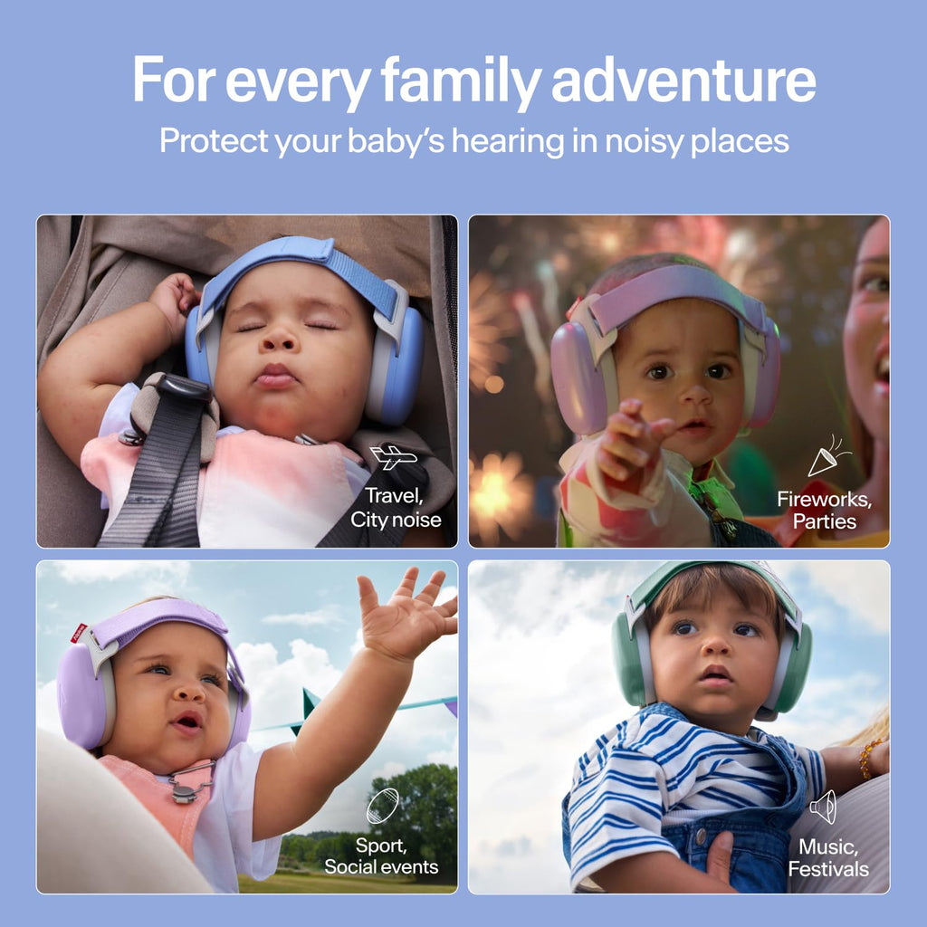 Alpine Muffy Baby Ear Defender for Babies and Toddlers up to 36 Months - CE & UKCA Certified - Noise Reduction Earmuffs - Comfortable Baby Headphones Against Hearing Damage & Improves Sleep - Blue