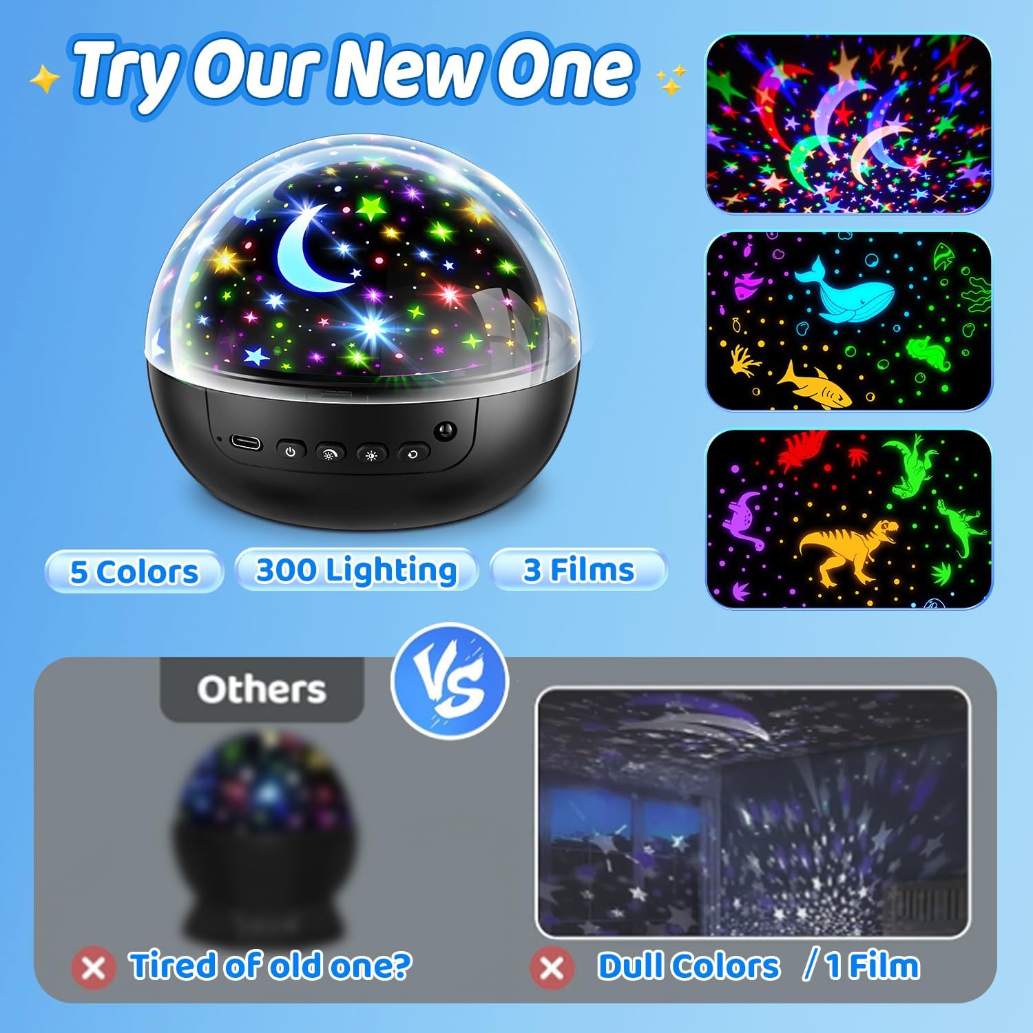 Sensory Toys Baby Toys,93 Lighting Mode Sensory Lights,Dimmable+Timer+Remote Star Projector Baby Lights Projector,360°Rotate Baby Night Light Kids Night Light Projector,Baby Boy Gifts Baby Girl Gifts