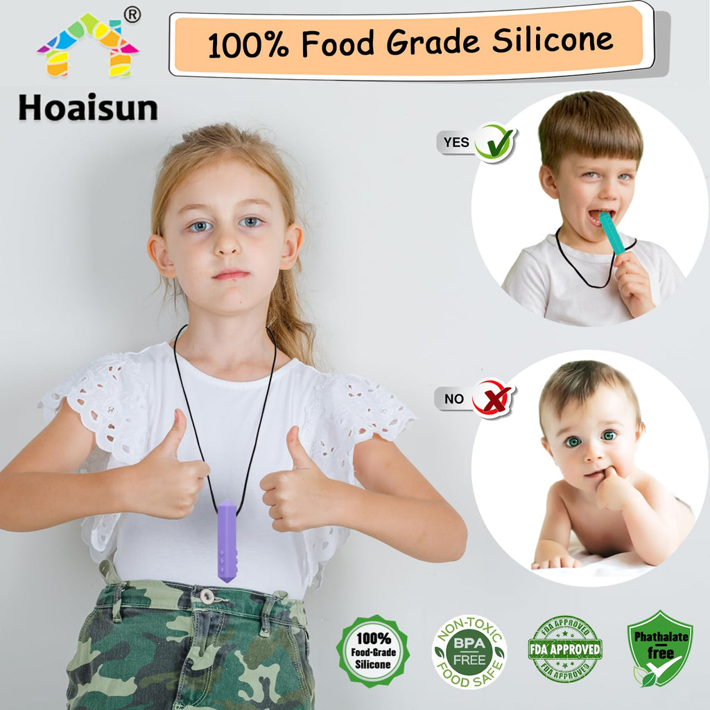 Sensory Chew Necklace Buddy 8 Pack, Diamond Shape Chew Toys for Autistic Children with ADHD, SPD, Biting, Silicone Teething Necklace Chewy Toys for Autism Reduce Chewing Anxiety Fidget