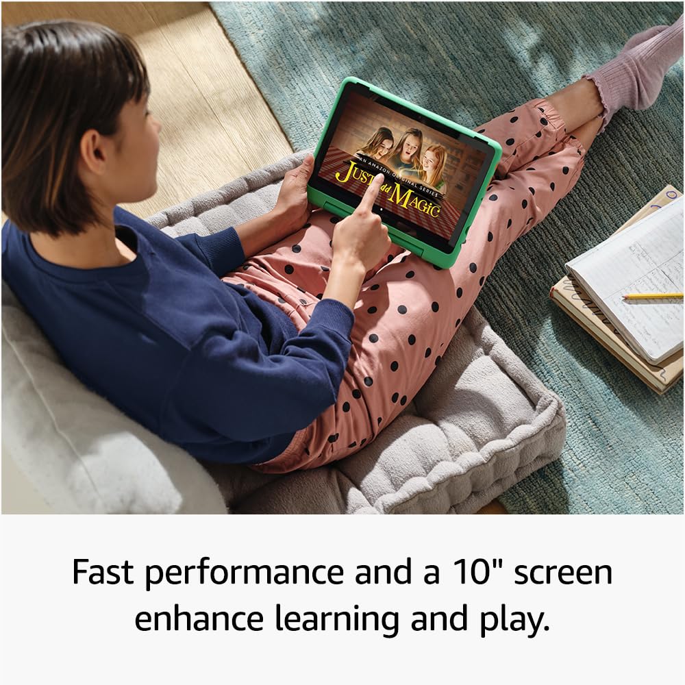 Amazon Fire HD 10 Kids Pro tablet (newest gen)| ages 6–12, long battery life, includes ads-free books, games, apps and videos that children love, 10.1" brilliant screen, parental controls, 32GB