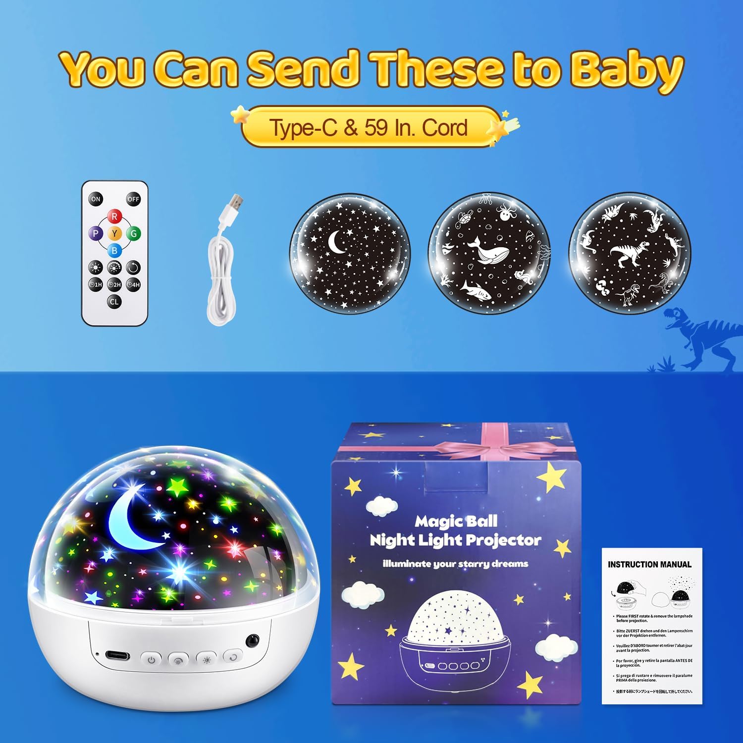 Sensory Toys Baby Toys,93 Lighting Mode Sensory Lights,Dimmable+Timer+Remote Star Projector Baby Lights Projector,360°Rotate Baby Night Light Kids Night Light Projector,Baby Boy Gifts Baby Girl Gifts