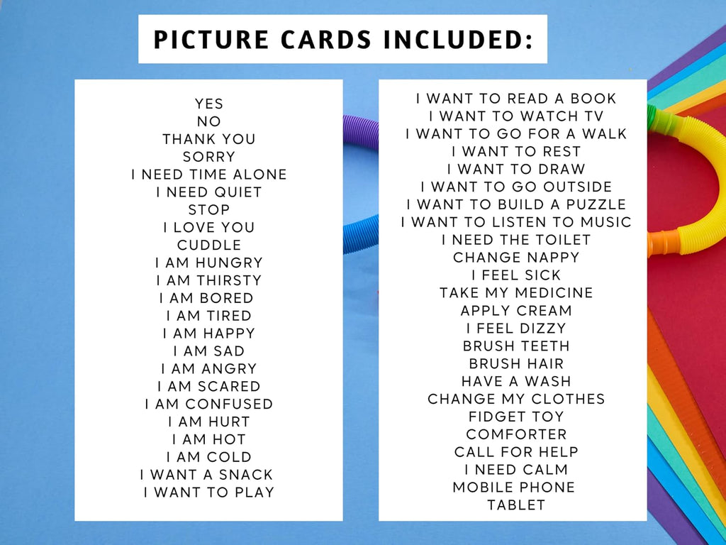 Communication Cards for Non Verbal Children and Adults, Autism Special Needs Visual Communication Aid Flash Cards (ENGLISH)