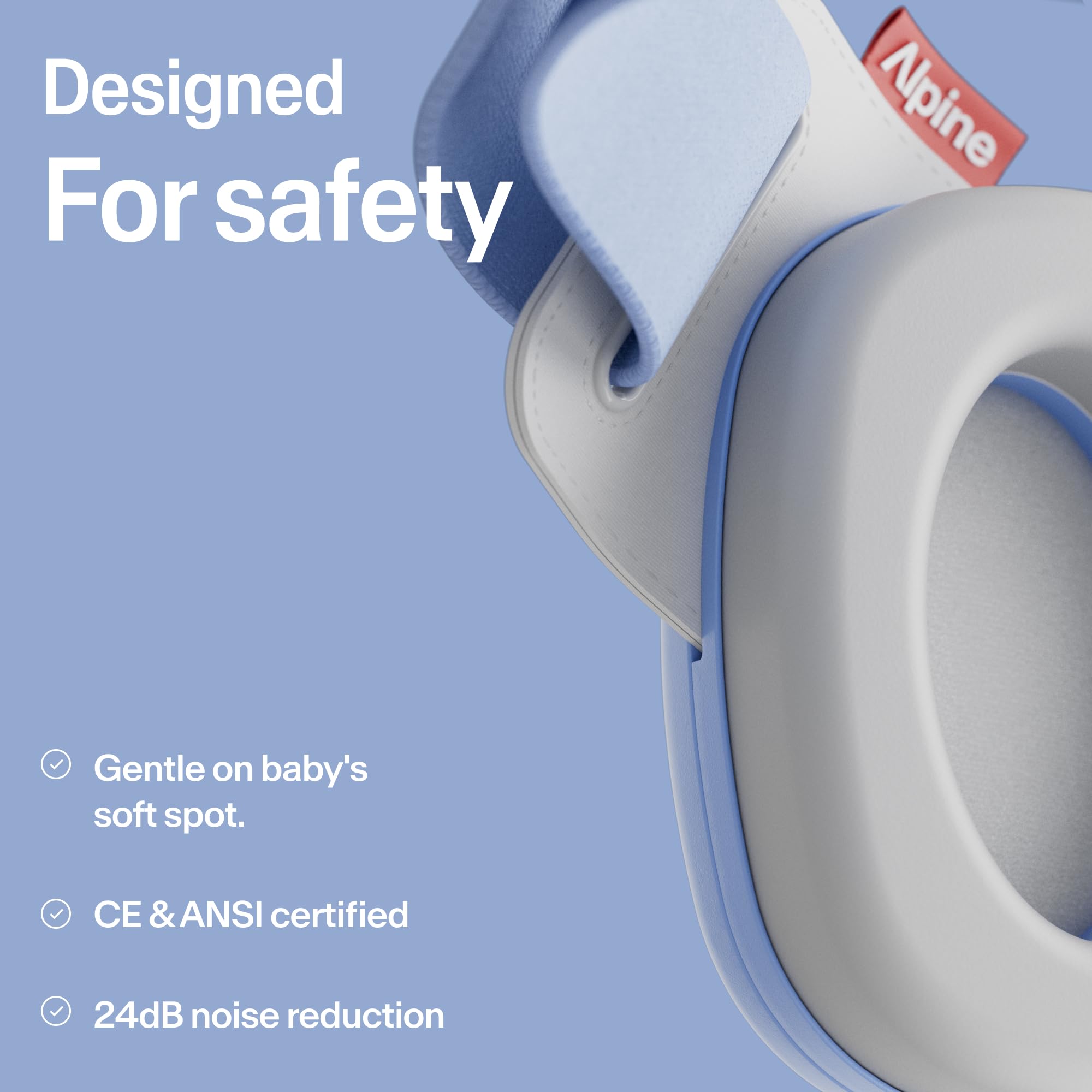 Alpine Muffy Baby Ear Defender for Babies and Toddlers up to 36 Months - CE & UKCA Certified - Noise Reduction Earmuffs - Comfortable Baby Headphones Against Hearing Damage & Improves Sleep - Blue