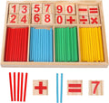 Wood Toy Counting Rods Mathematical Intelligence Sticks Wooden Number Cards Building Blocks gift for Kids Preschool Educational Toys(Colorful)
