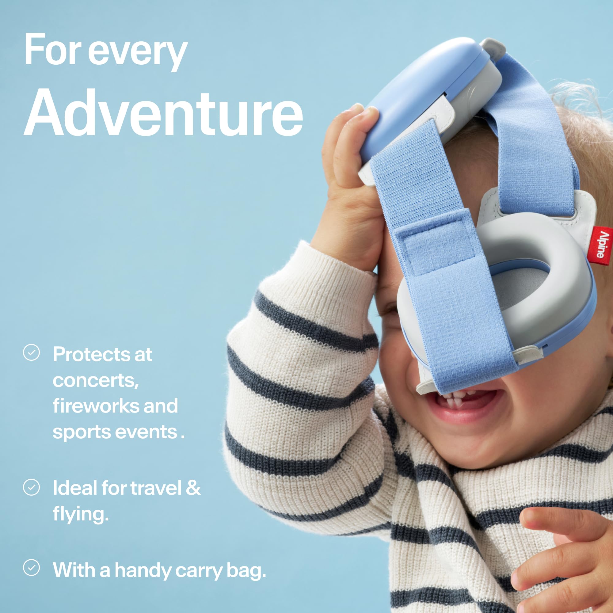 Alpine Muffy Baby Ear Defender for Babies and Toddlers up to 36 Months - CE & UKCA Certified - Noise Reduction Earmuffs - Comfortable Baby Headphones Against Hearing Damage & Improves Sleep - Blue
