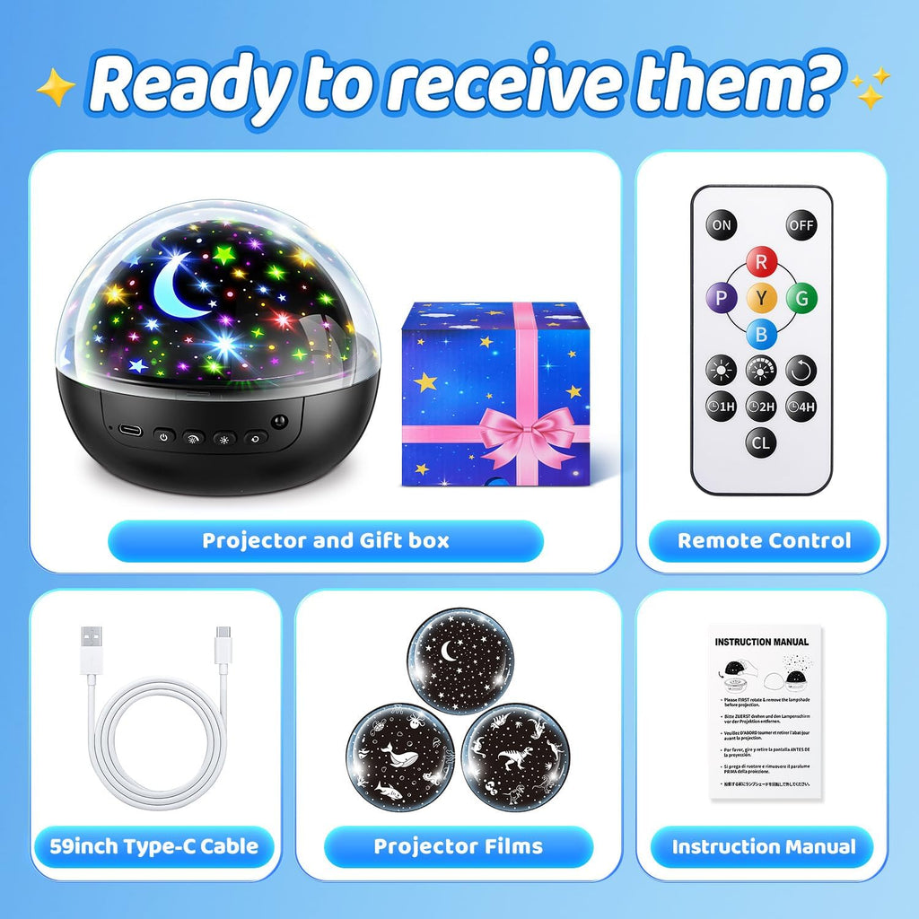 Sensory Toys Baby Toys,93 Lighting Mode Sensory Lights,Dimmable+Timer+Remote Star Projector Baby Lights Projector,360°Rotate Baby Night Light Kids Night Light Projector,Baby Boy Gifts Baby Girl Gifts