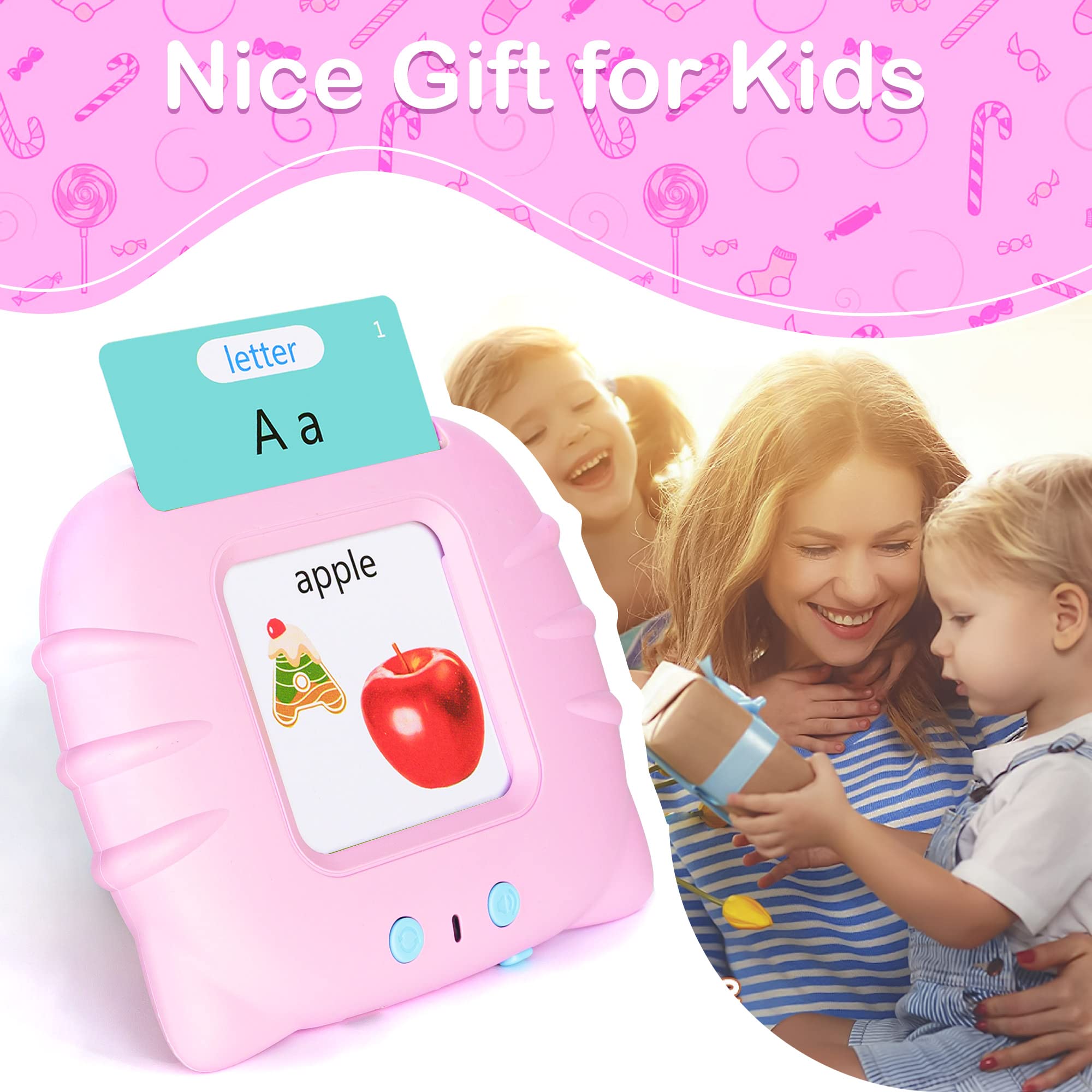 Talking Flash Cards Early Educational Toys for 3 4 5 6 Year Old Baby Boys Girls, Preschool Learning Reading Machine with 224 Words, Montessori Interactive Gift for Kids Toddlers