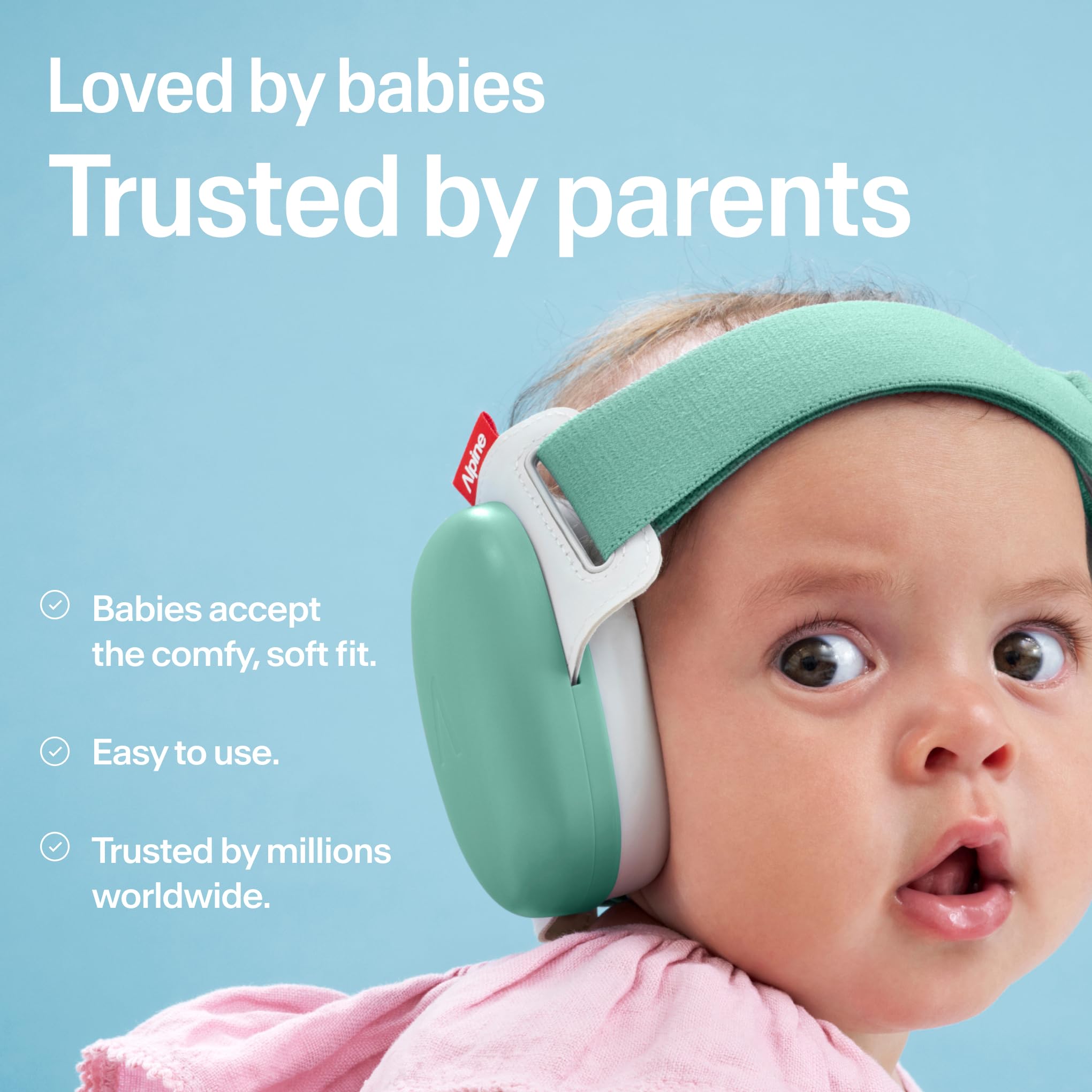 Alpine Muffy Baby Ear Defender for Babies and Toddlers up to 36 Months - CE & UKCA Certified - Noise Reduction Earmuffs - Comfortable Baby Headphones Against Hearing Damage & Improves Sleep - Blue