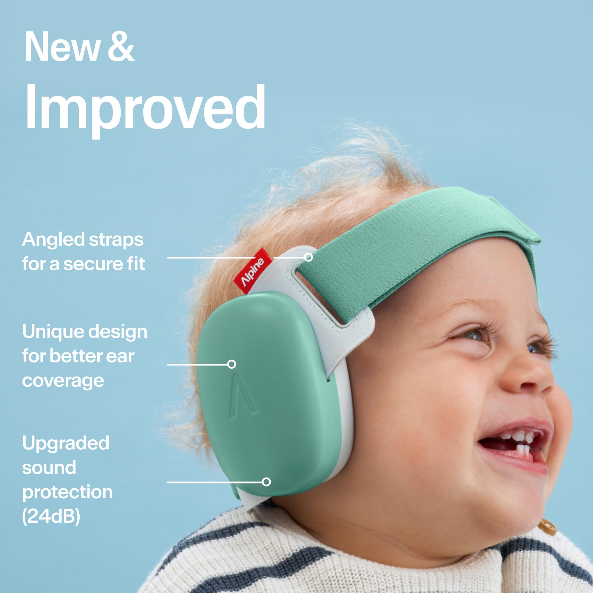 Alpine Muffy Baby Ear Defender for Babies and Toddlers up to 36 Months - CE & UKCA Certified - Noise Reduction Earmuffs - Comfortable Baby Headphones Against Hearing Damage & Improves Sleep - Blue