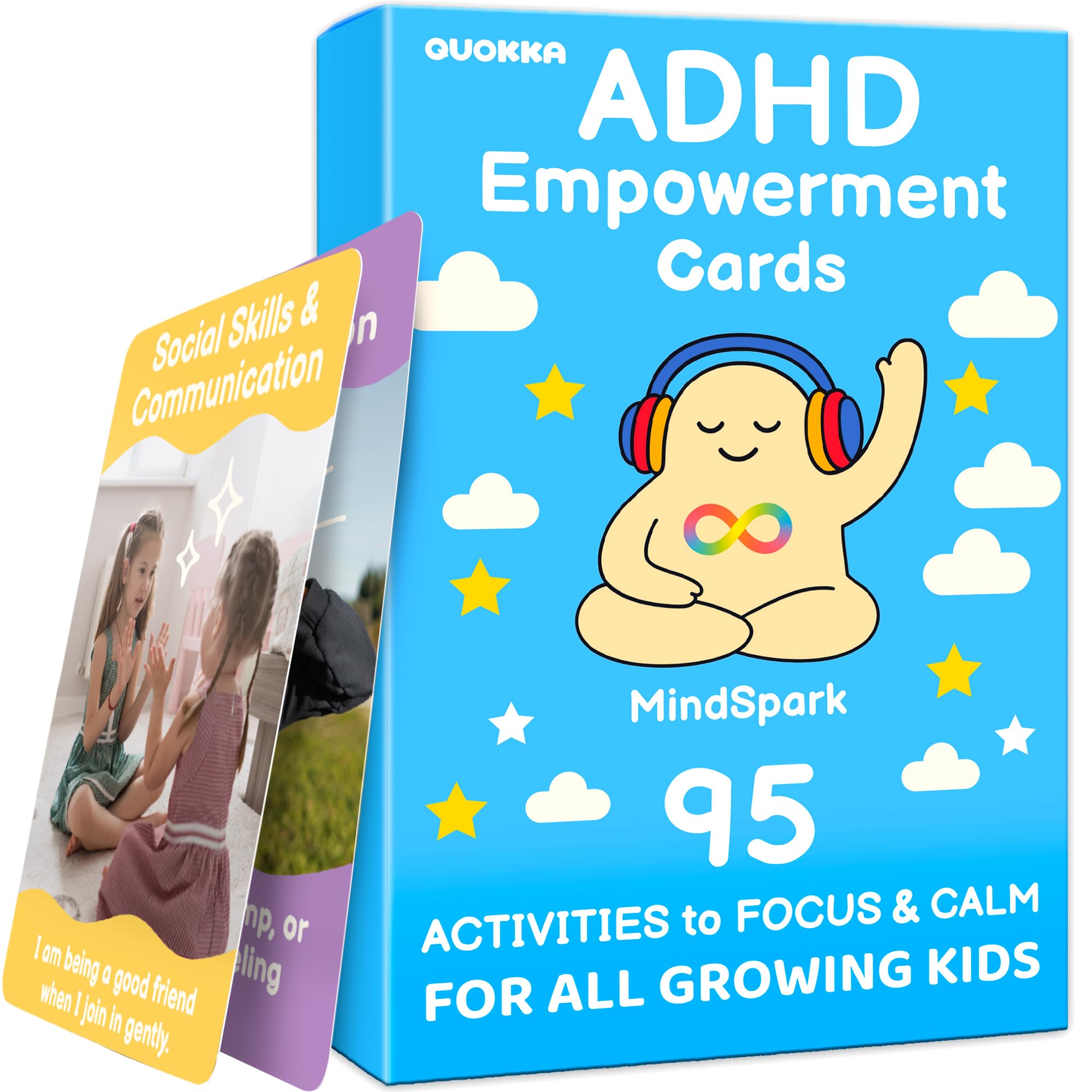 QUOKKA ADHD Tools for Kids – Emotional Regulation Tools for Kids in a Fun Flashcards Deck – Big Feelings Support, Focus Activities, Social Skills & Impulse Control Cards for Home or Classroom