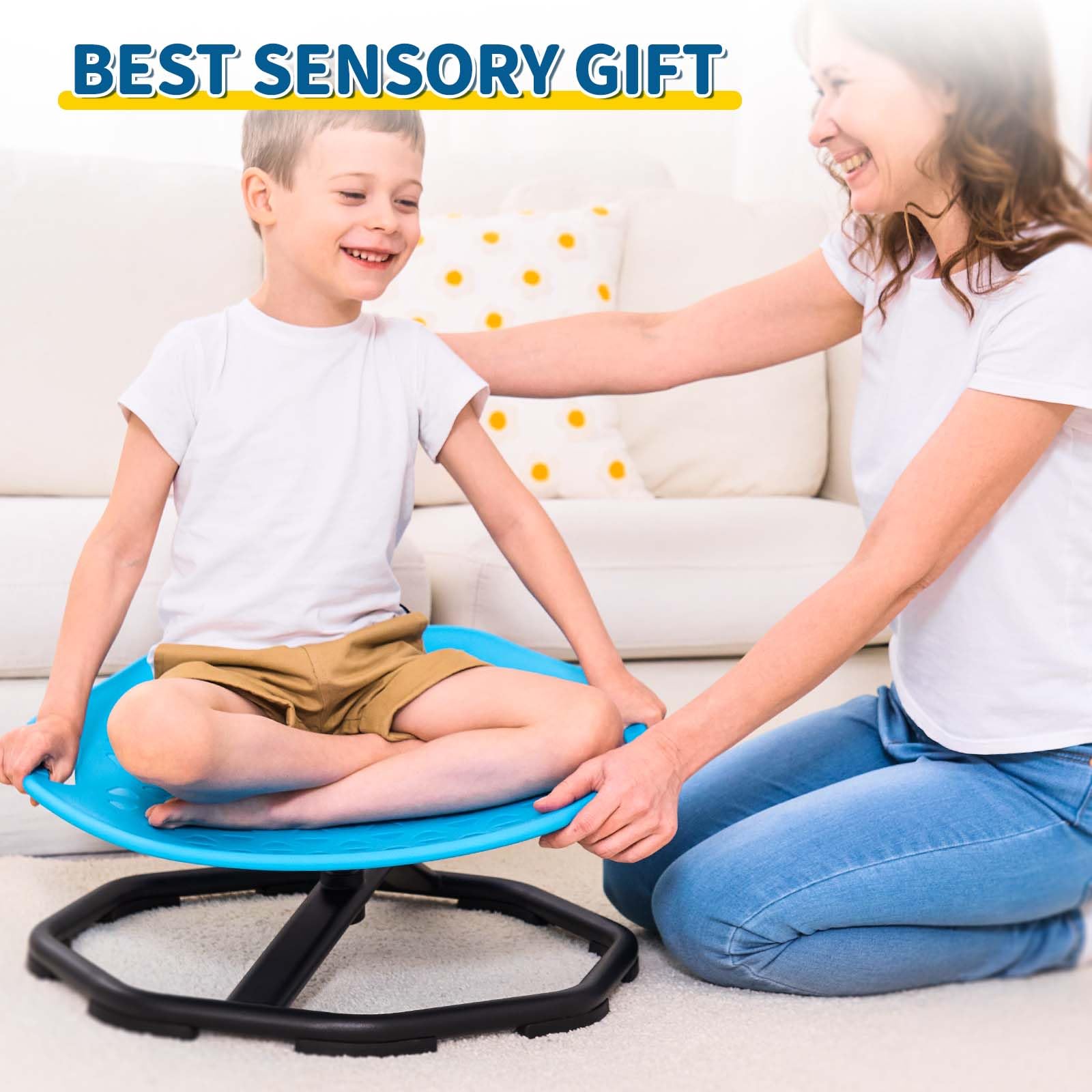 KidBloom Spinning Chair for Autism, Upgrade Handle Sensory Toys for Autism, Autism Sensory Equipment, Sit and Spin ADHD Sensory Chair