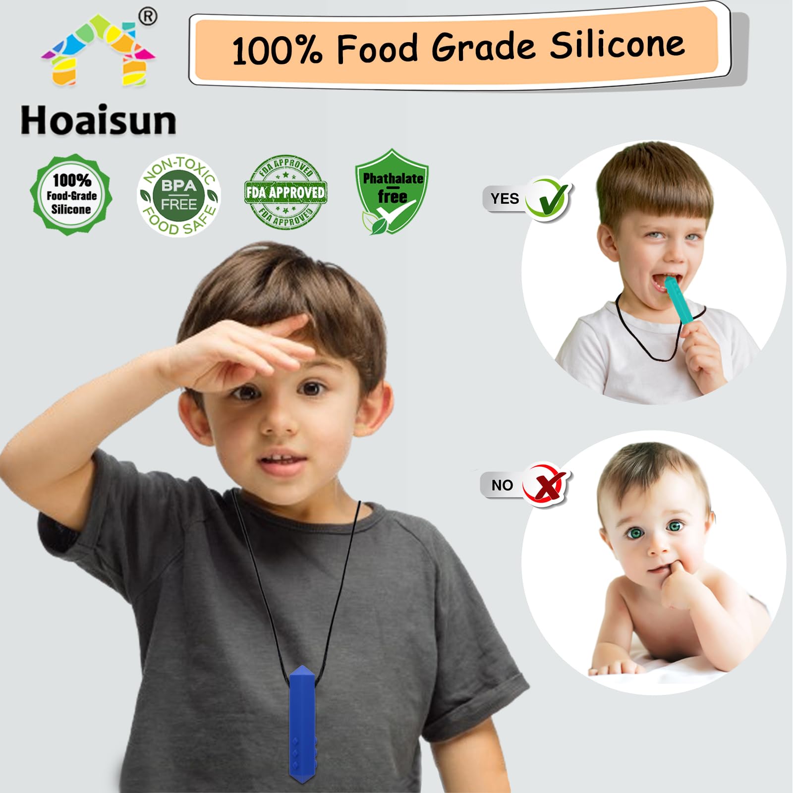 Sensory Chew Necklace Buddy 8 Pack, Diamond Shape Chew Toys for Autistic Children with ADHD, SPD, Biting, Silicone Teething Necklace Chewy Toys for Autism Reduce Chewing Anxiety Fidget