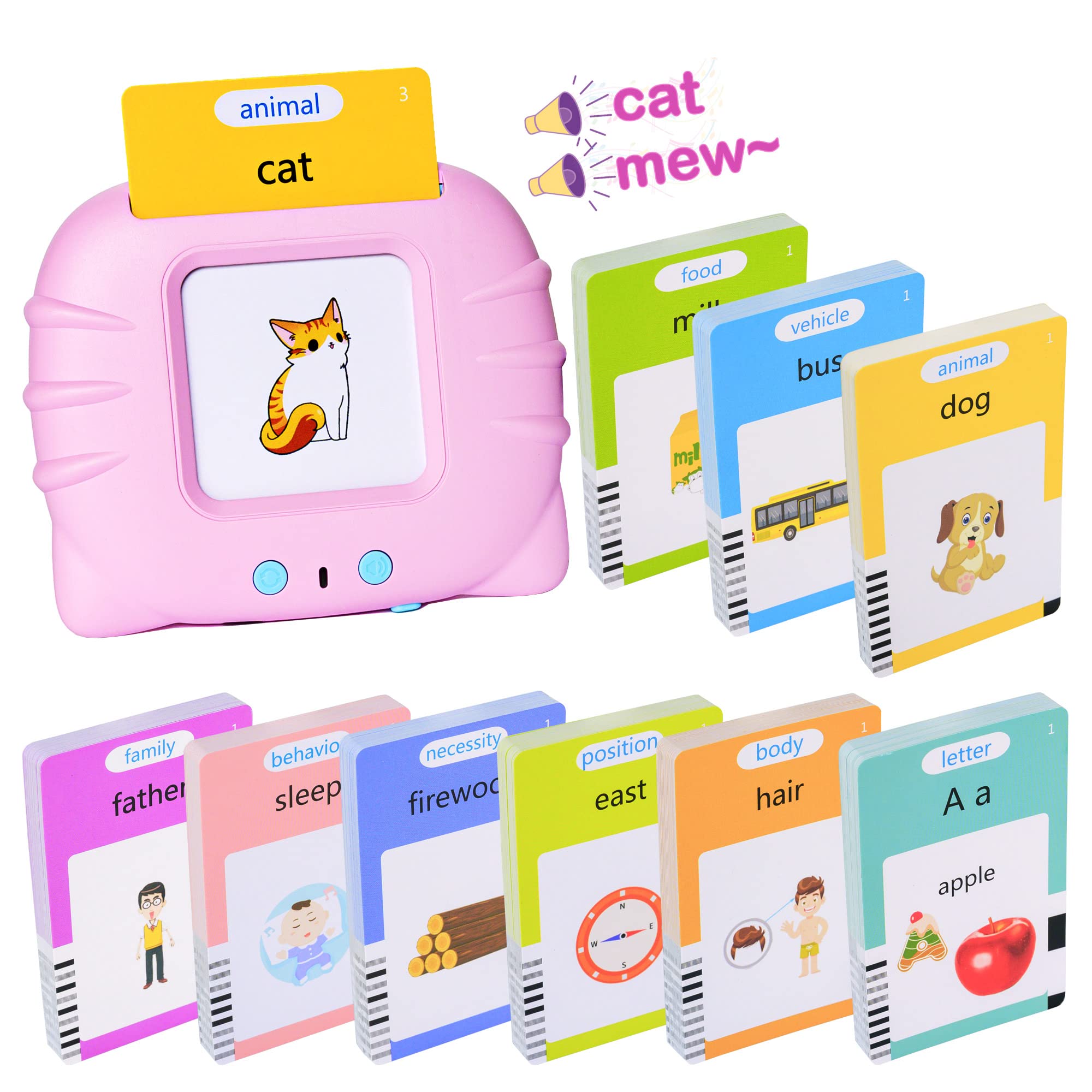 Talking Flash Cards Early Educational Toys for 3 4 5 6 Year Old Baby Boys Girls, Preschool Learning Reading Machine with 224 Words, Montessori Interactive Gift for Kids Toddlers