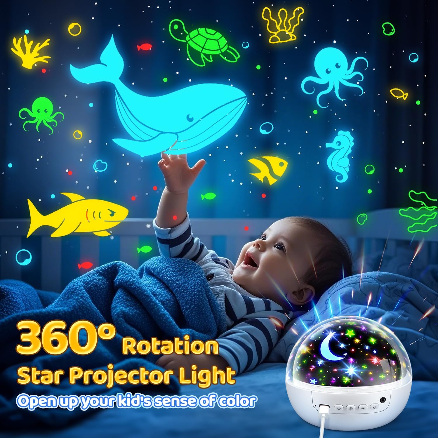 Sensory Toys Baby Toys,93 Lighting Mode Sensory Lights,Dimmable+Timer+Remote Star Projector Baby Lights Projector,360°Rotate Baby Night Light Kids Night Light Projector,Baby Boy Gifts Baby Girl Gifts