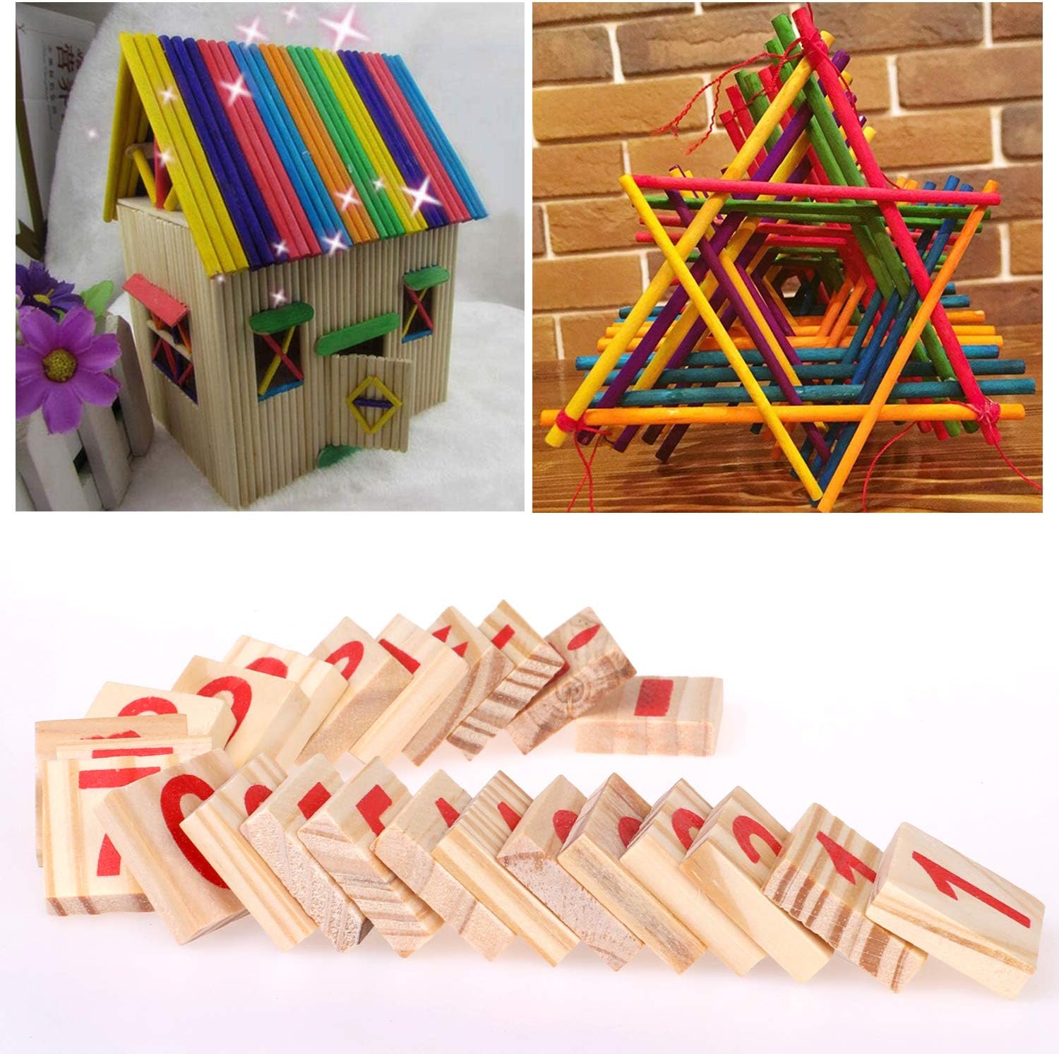 Wood Toy Counting Rods Mathematical Intelligence Sticks Wooden Number Cards Building Blocks gift for Kids Preschool Educational Toys(Colorful)
