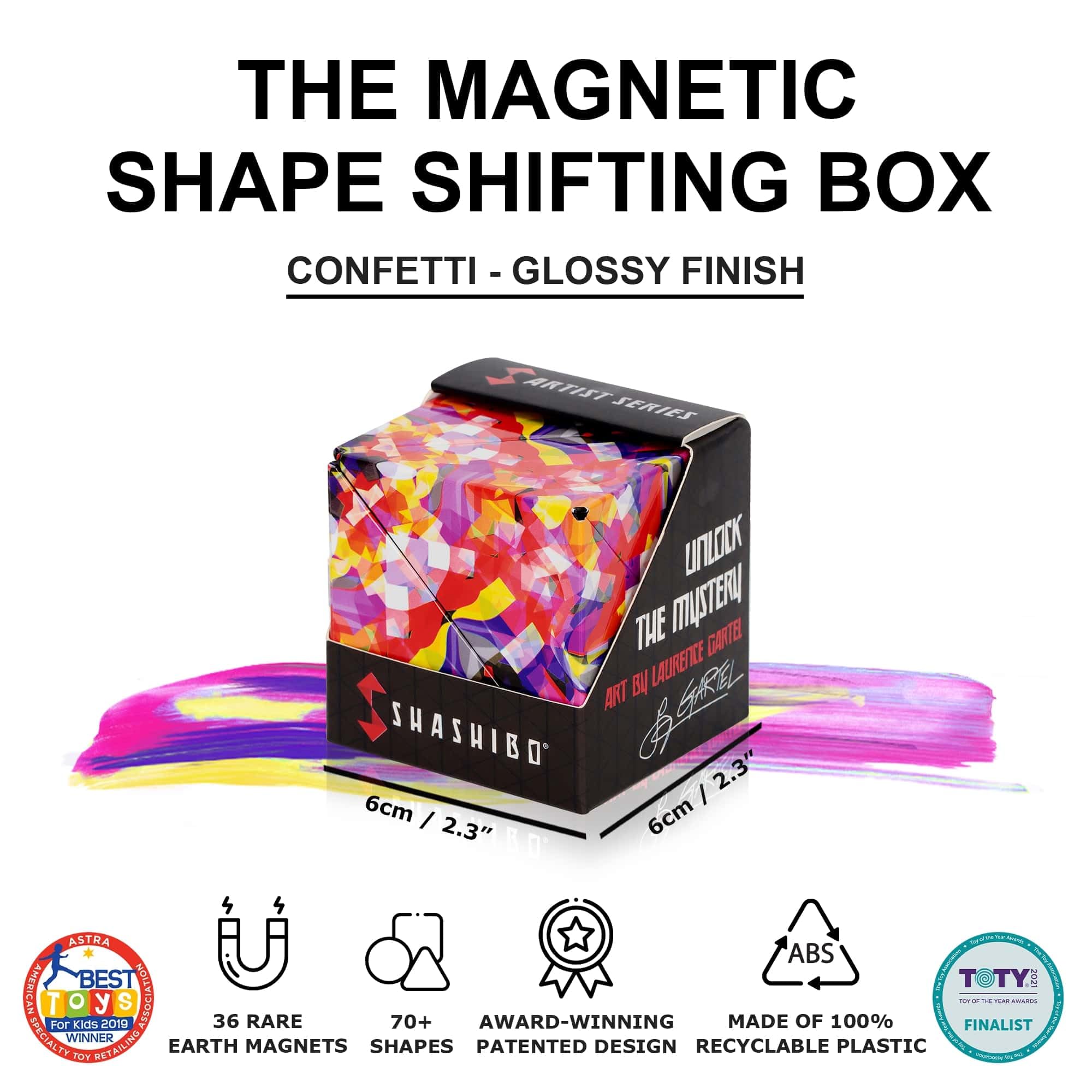 Shashibo Shape Shifting Box - Award-Winning STEM Fidget Toy with Ultra Strong Magnets - Puzzle Cube Transforms Into 100+ Shapes, Perfect Sensory Gift for Kids, Teens, and Adults (Spaced Out)