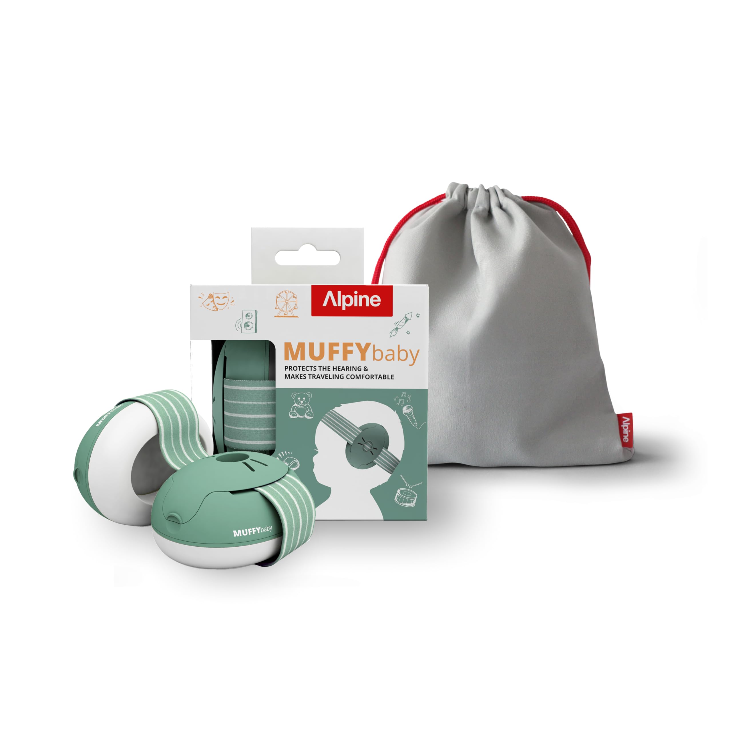 Alpine Muffy Baby Ear Defender for Babies and Toddlers up to 36 Months - CE & UKCA Certified - Noise Reduction Earmuffs - Comfortable Baby Headphones Against Hearing Damage & Improves Sleep - Blue