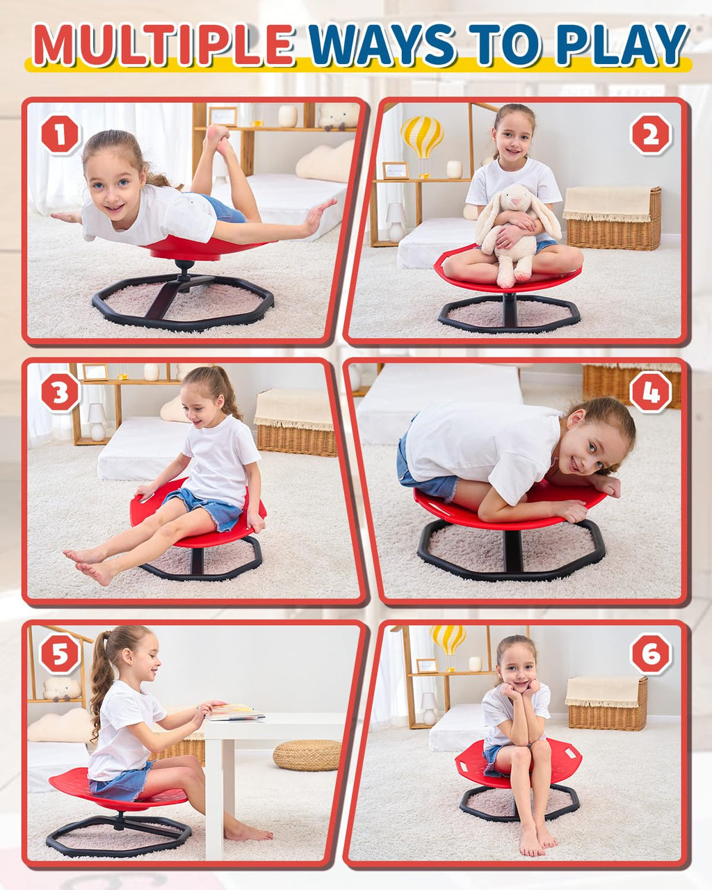 KidBloom Spinning Chair for Autism, Upgrade Handle Sensory Toys for Autism, Autism Sensory Equipment, Sit and Spin ADHD Sensory Chair