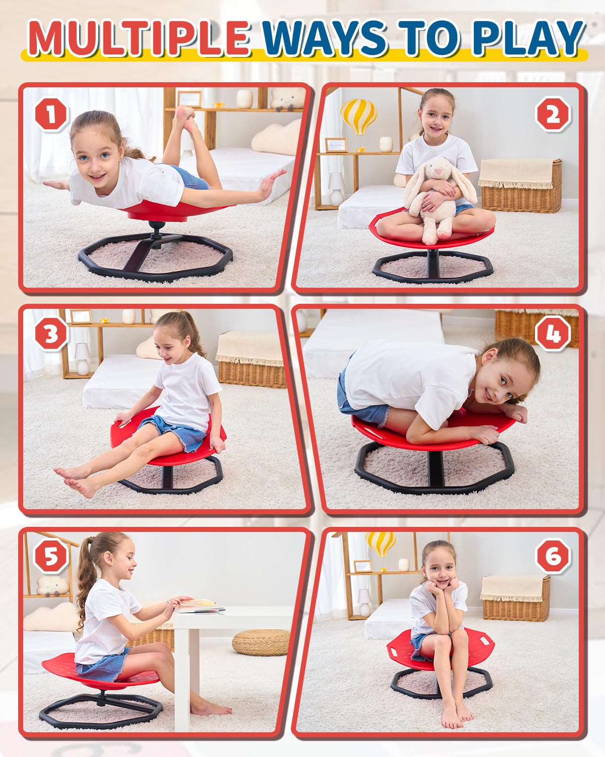 KidBloom Spinning Chair for Autism, Upgrade Handle Sensory Toys for Autism, Autism Sensory Equipment, Sit and Spin ADHD Sensory Chair