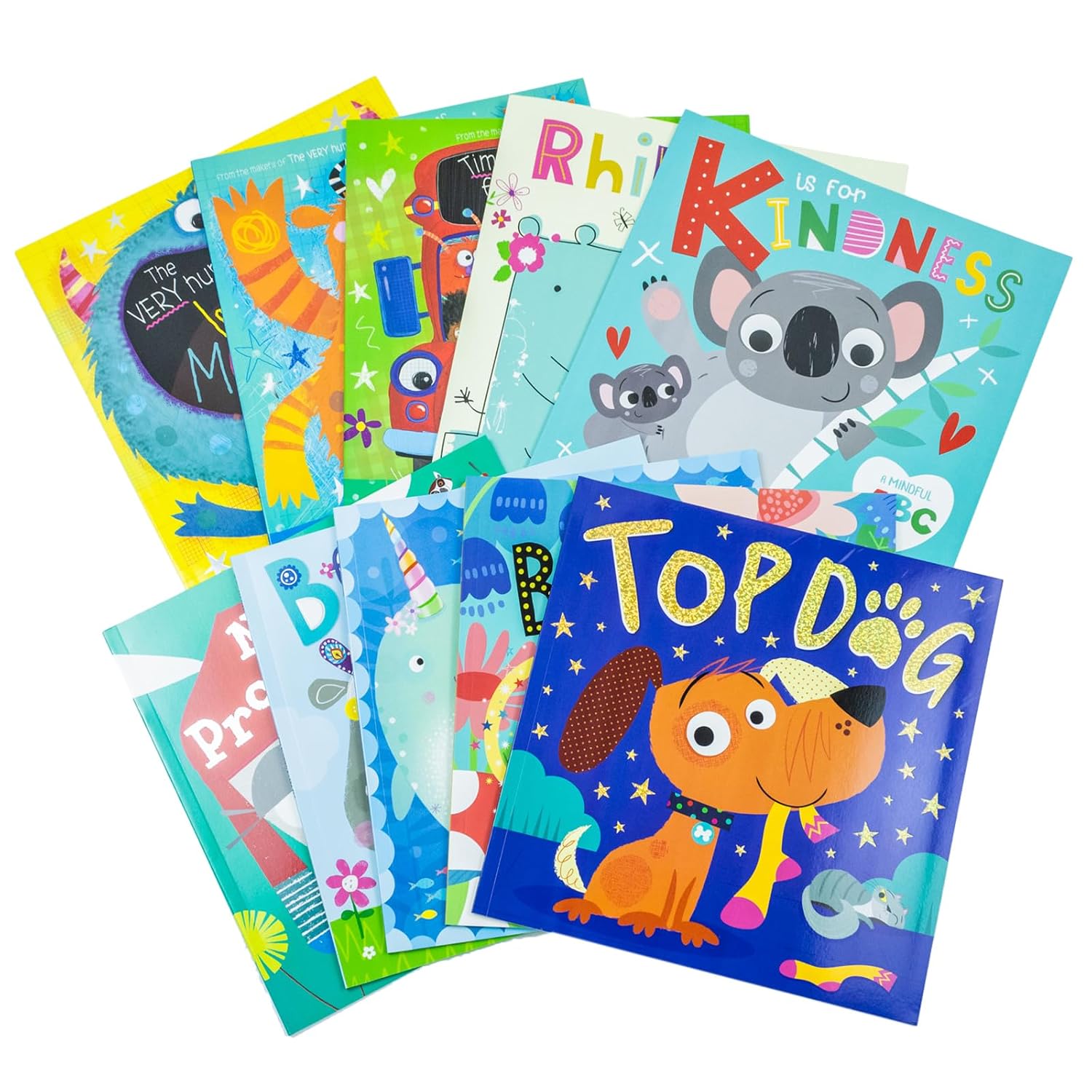 Very Hungry Worry Monster Behaviour and Emotions Library 10 Book Set Collection(Can I Have a Hug?, Time for School No Worries, Bee Kind, Be You, Rhino Corn, K is for Kindness)