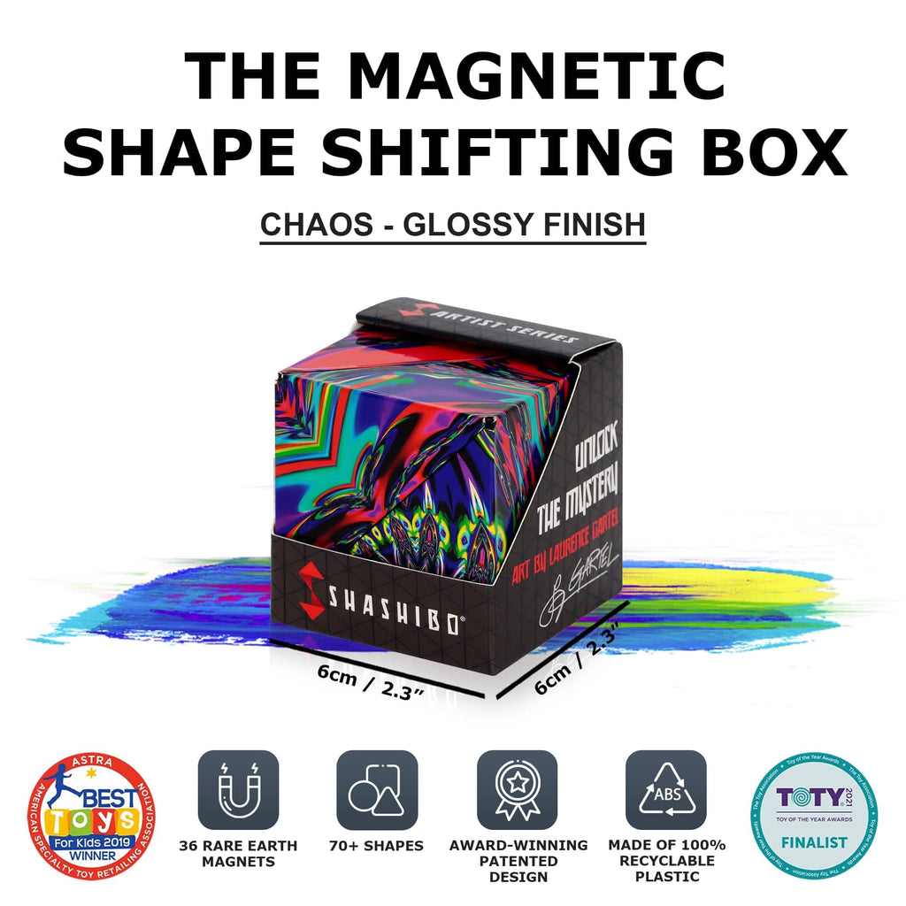 Shashibo Shape Shifting Box - Award-Winning STEM Fidget Toy with Ultra Strong Magnets - Puzzle Cube Transforms Into 100+ Shapes, Perfect Sensory Gift for Kids, Teens, and Adults (Spaced Out)