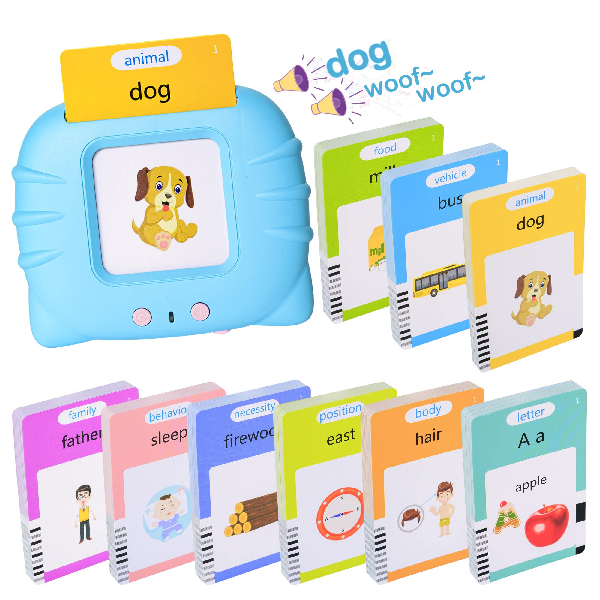 Talking Flash Cards Early Educational Toys for 3 4 5 6 Year Old Baby Boys Girls, Preschool Learning Reading Machine with 224 Words, Montessori Interactive Gift for Kids Toddlers