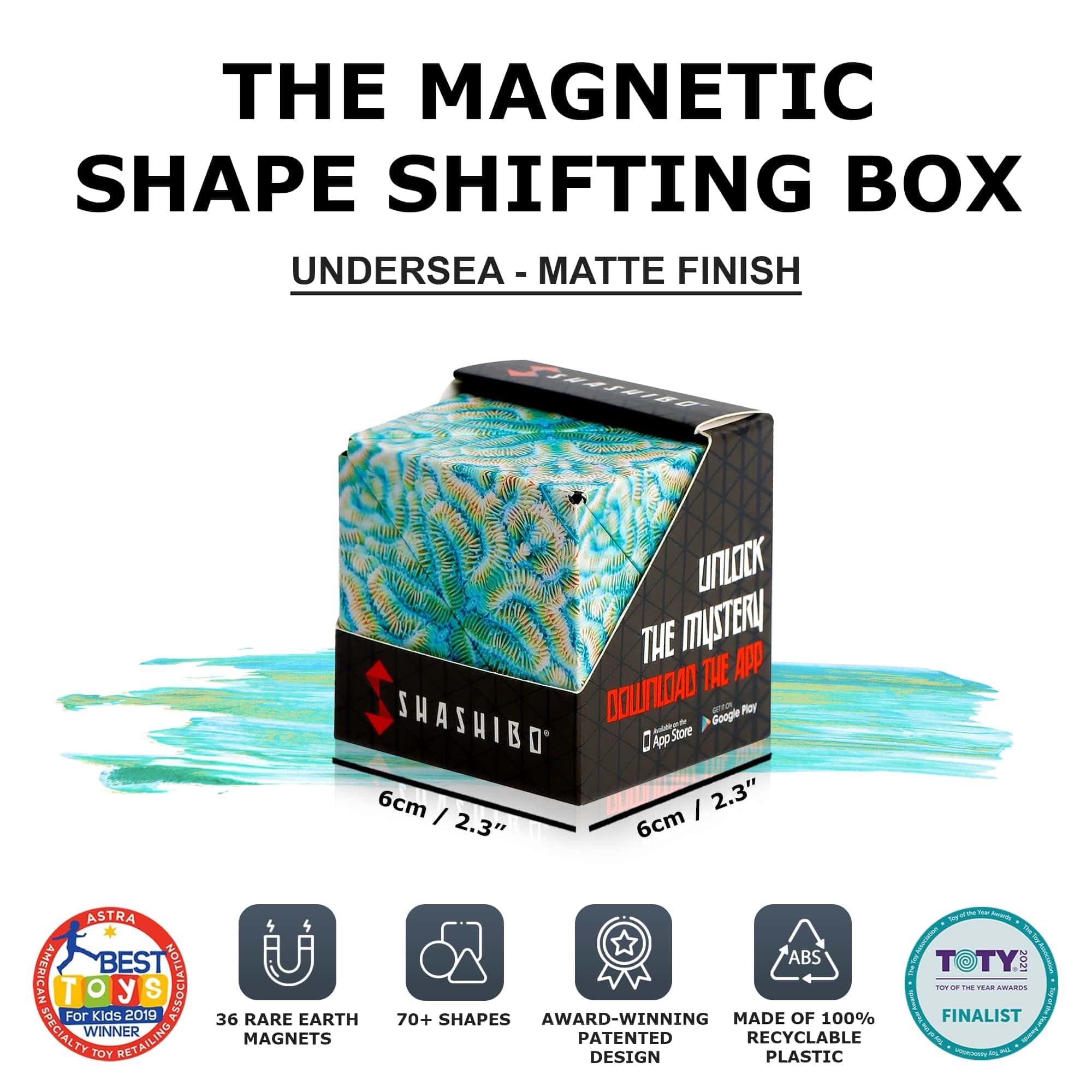 Shashibo Shape Shifting Box - Award-Winning STEM Fidget Toy with Ultra Strong Magnets - Puzzle Cube Transforms Into 100+ Shapes, Perfect Sensory Gift for Kids, Teens, and Adults (Spaced Out)