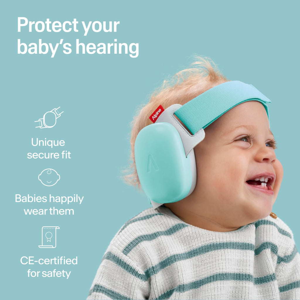 Alpine Muffy Baby Ear Defender for Babies and Toddlers up to 36 Months - CE & UKCA Certified - Noise Reduction Earmuffs - Comfortable Baby Headphones Against Hearing Damage & Improves Sleep - Blue