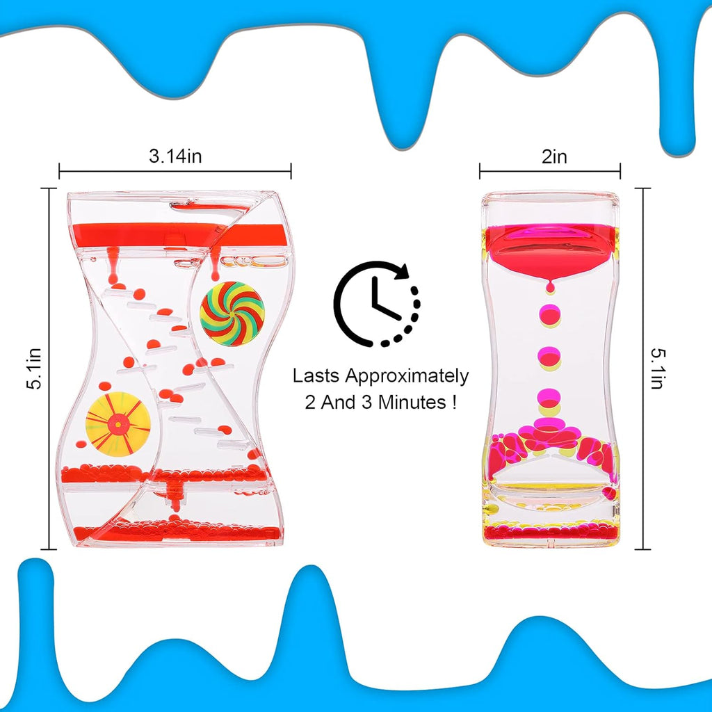 XINBAOHONG Sensory Toy for Relaxation, Motion Timer, Color Lava Lamp, 4 Pack Incredibly Effective Calming Stress Relief Hourglass Toy Liquid Motion Bubbler for Kids and Adults