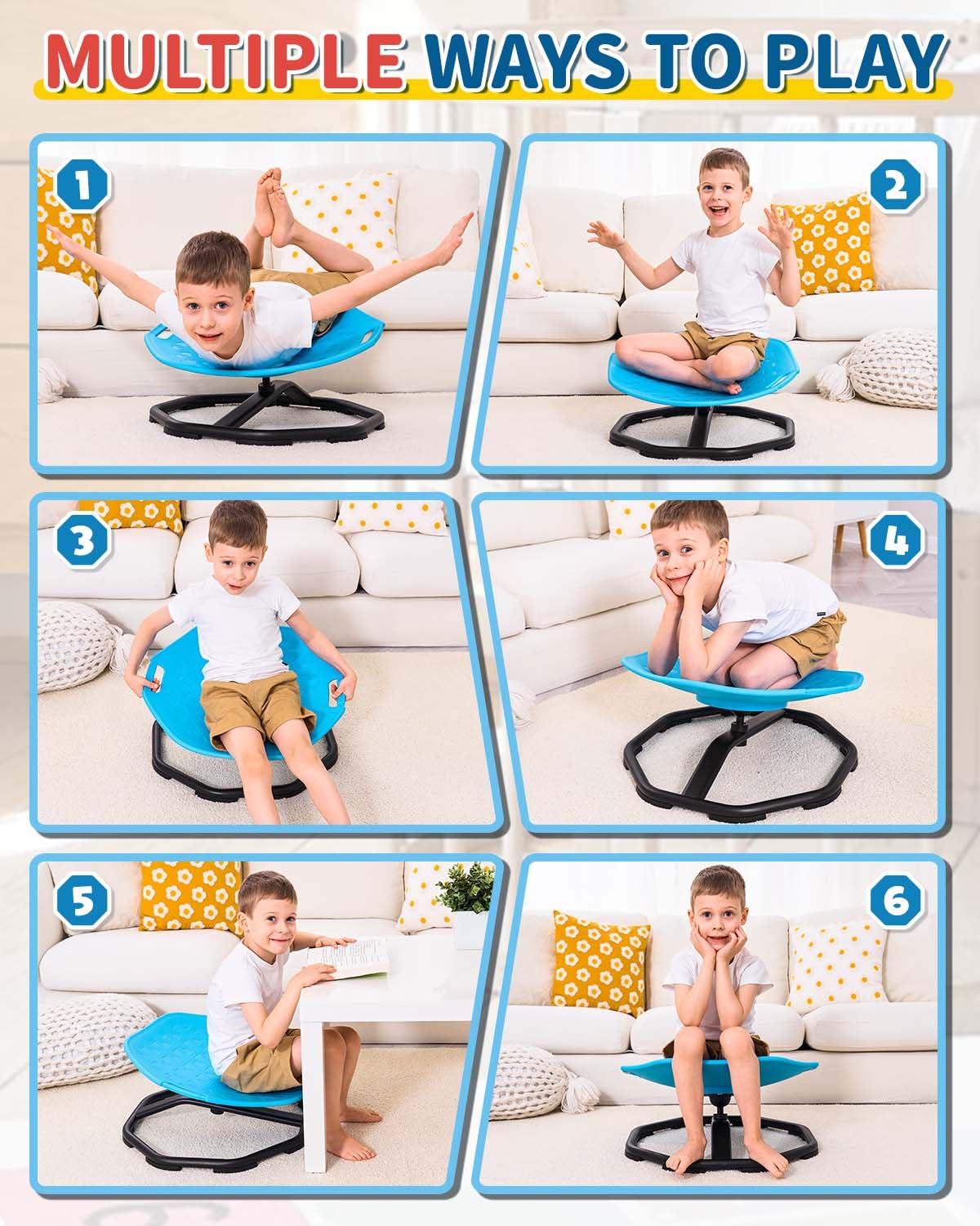 KidBloom Spinning Chair for Autism, Upgrade Handle Sensory Toys for Autism, Autism Sensory Equipment, Sit and Spin ADHD Sensory Chair