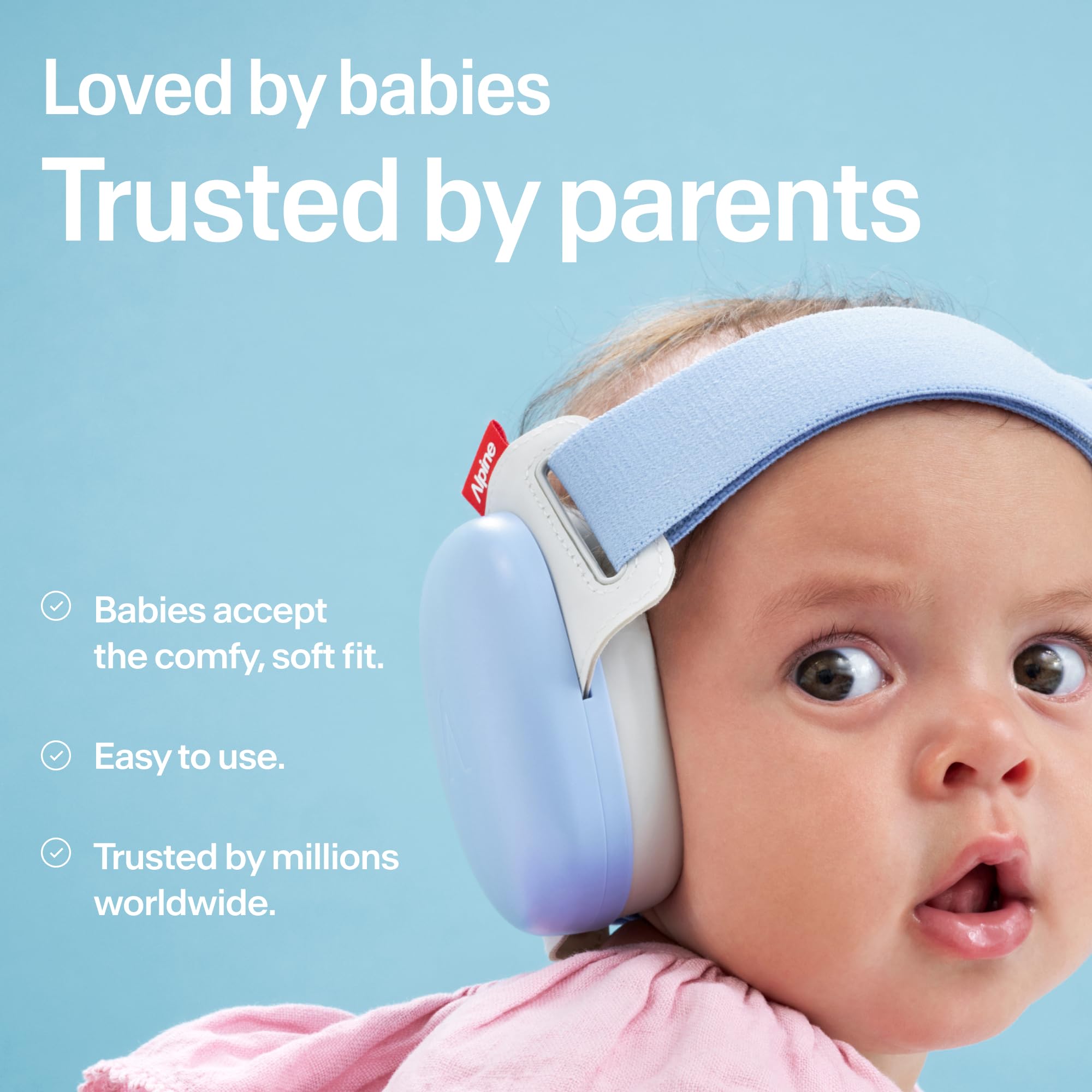 Alpine Muffy Baby Ear Defender for Babies and Toddlers up to 36 Months - CE & UKCA Certified - Noise Reduction Earmuffs - Comfortable Baby Headphones Against Hearing Damage & Improves Sleep - Blue