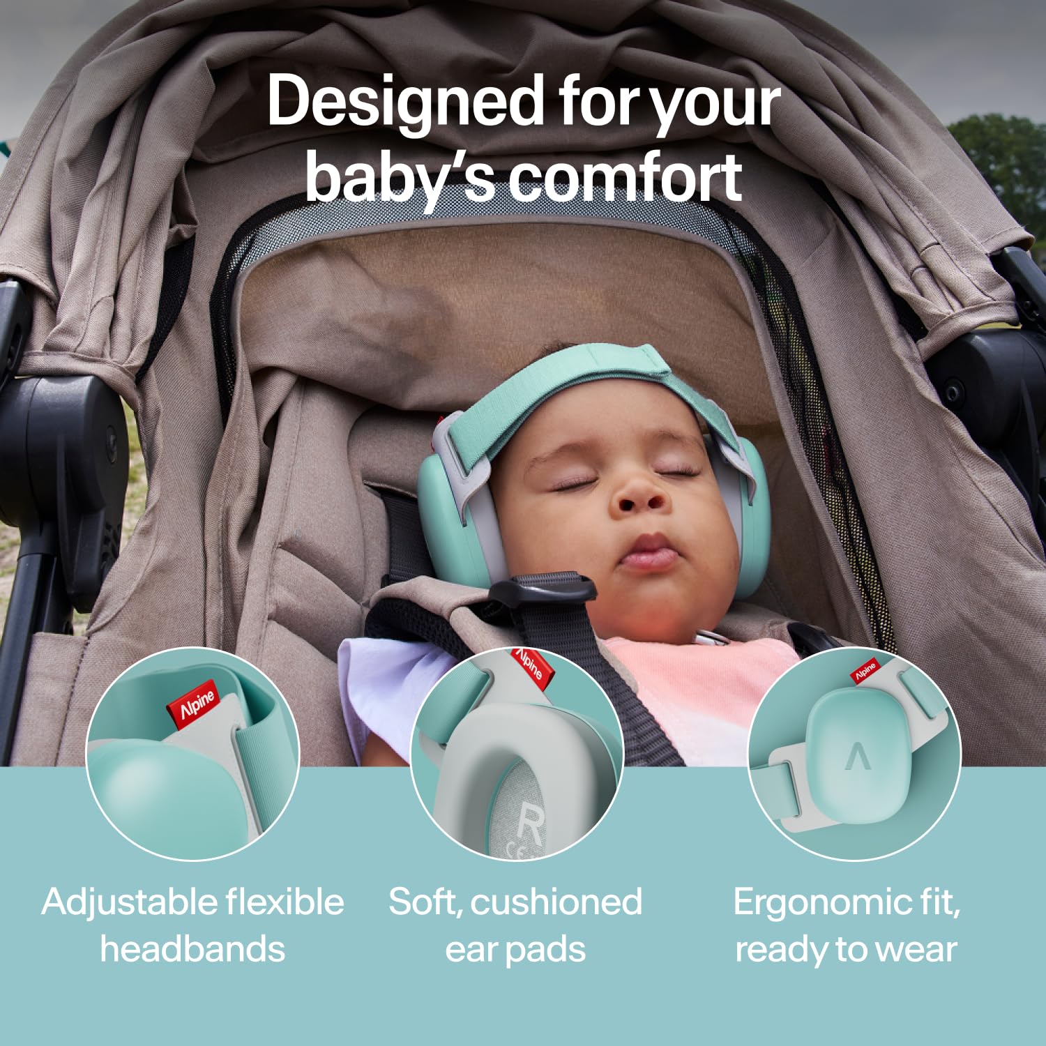 Alpine Muffy Baby Ear Defender for Babies and Toddlers up to 36 Months - CE & UKCA Certified - Noise Reduction Earmuffs - Comfortable Baby Headphones Against Hearing Damage & Improves Sleep - Blue