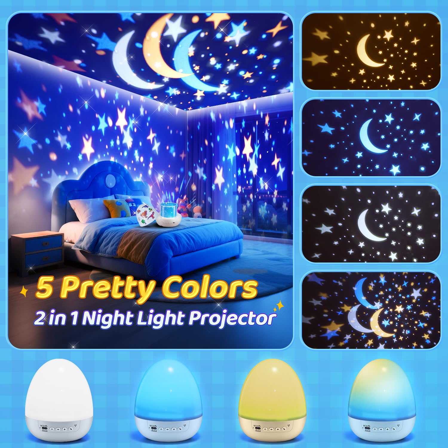 Egg Light Gifts for Kids Sound Machine | 15 Sleeping Sounds+14HD Films+7 Colors+360°Rotating | Easter Gifts for Kids Primal Hatch Dinosaur Egg Night Light for Nursery Boy Toys Hatch Sound Machine